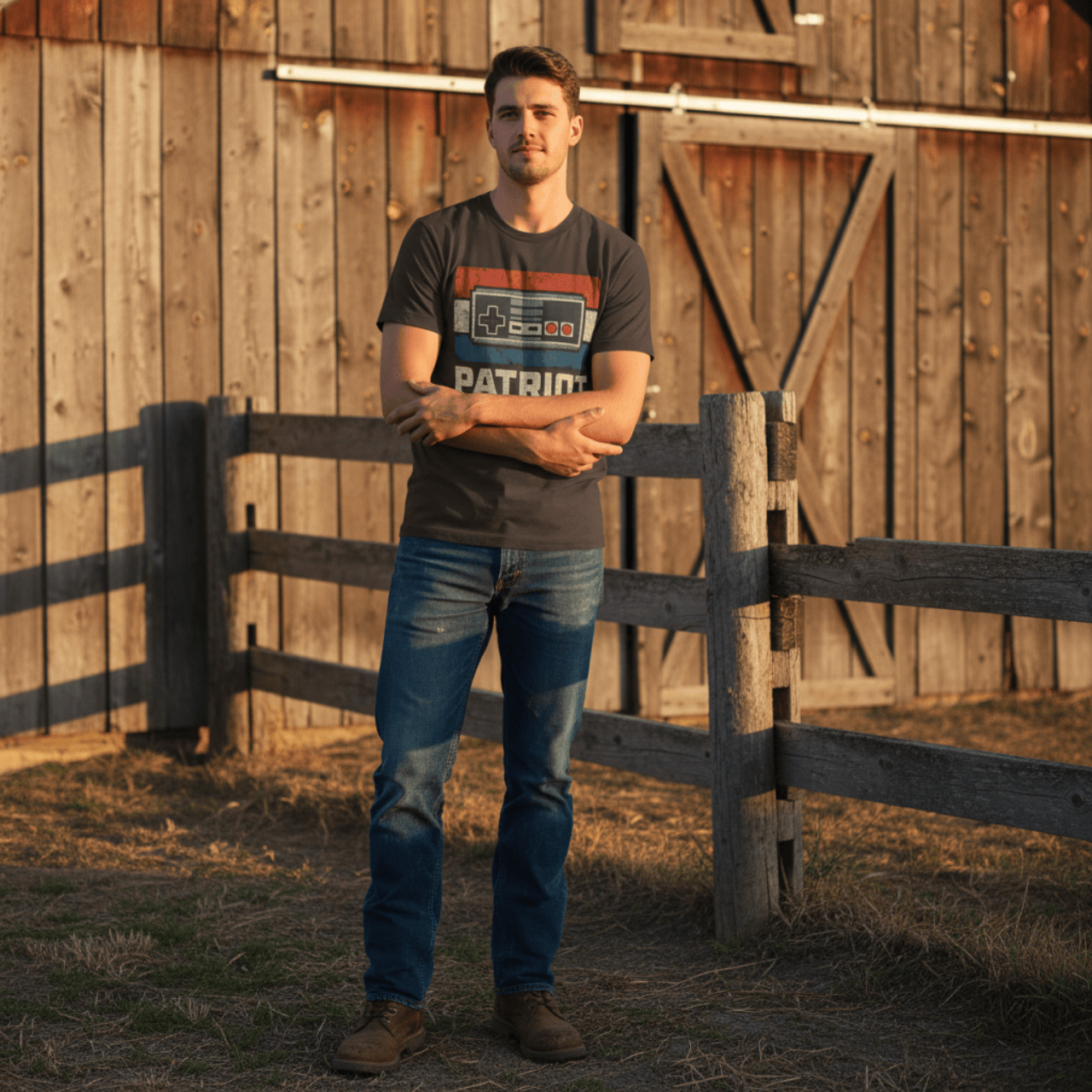 Patriot Mode On | Retro Game Controller (Vintage Gamer Style) | Graphic Tee