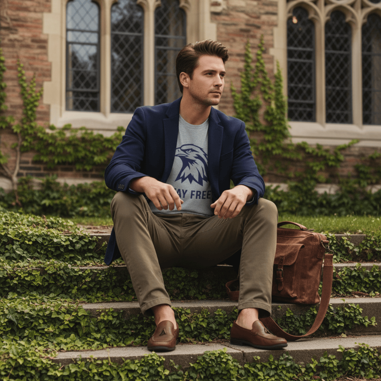 Stay Free | Navy Blue Eagle | Graphic Tee