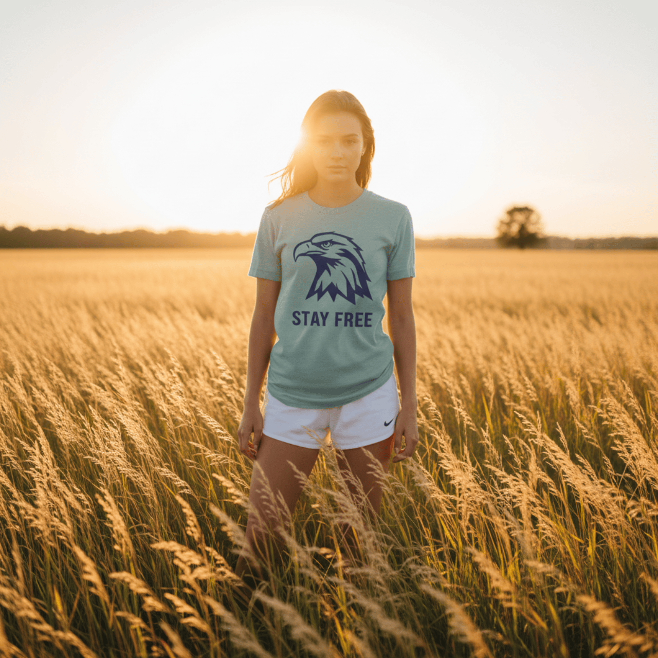 Stay Free | Navy Blue Eagle | Graphic Tee