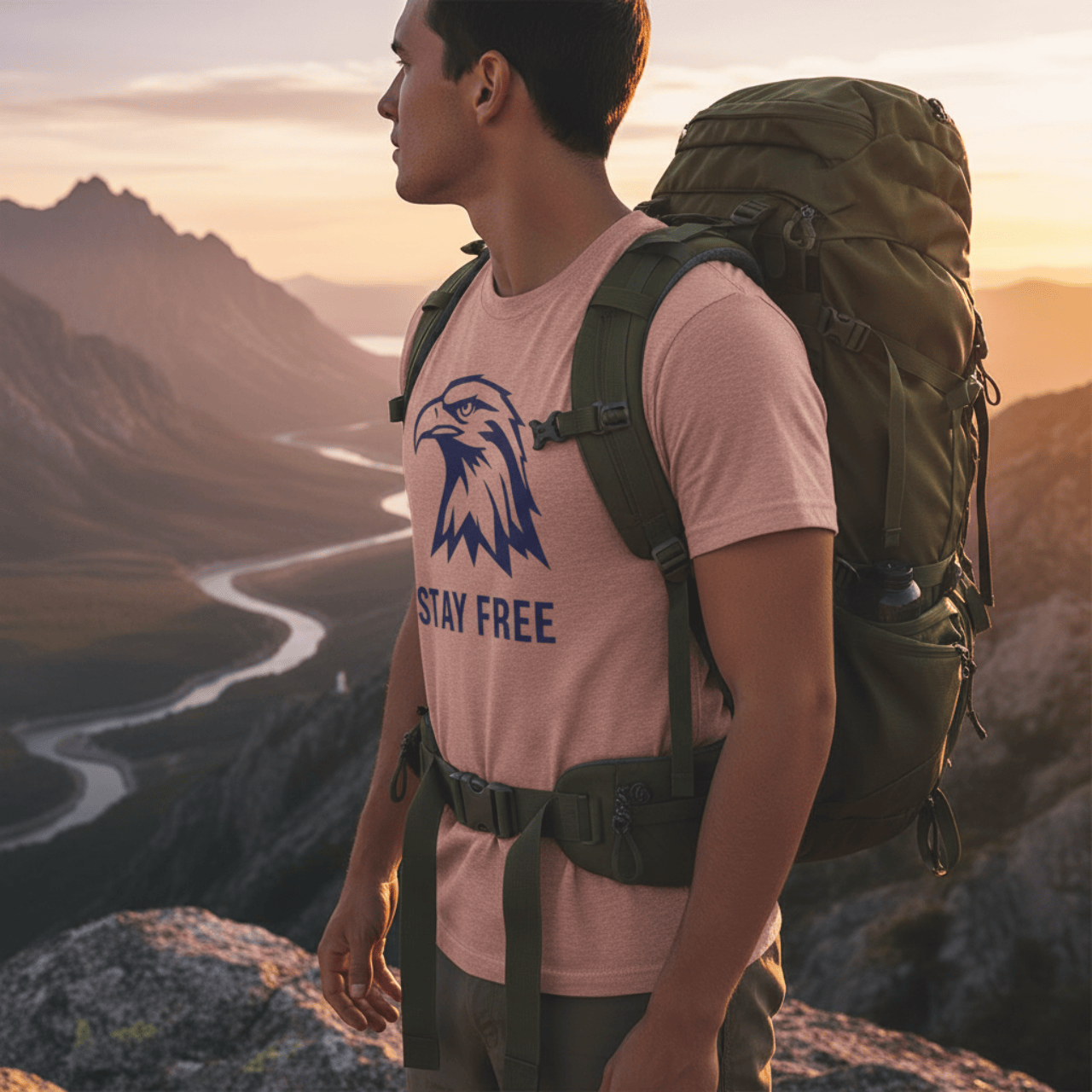 Stay Free | Navy Blue Eagle | Graphic Tee