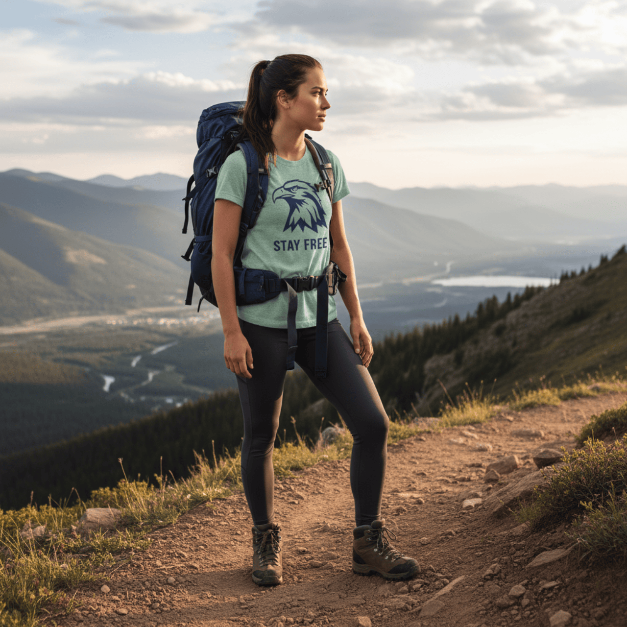 Stay Free | Navy Blue Eagle | Graphic Tee