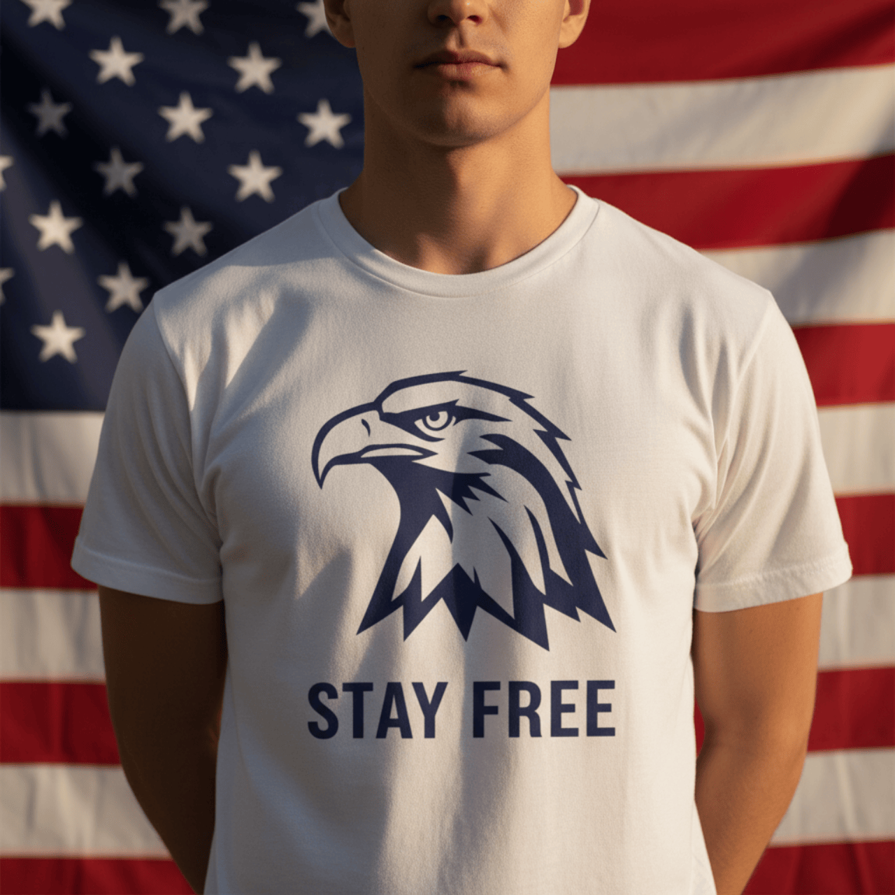 Stay Free | Navy Blue Eagle | Graphic Tee