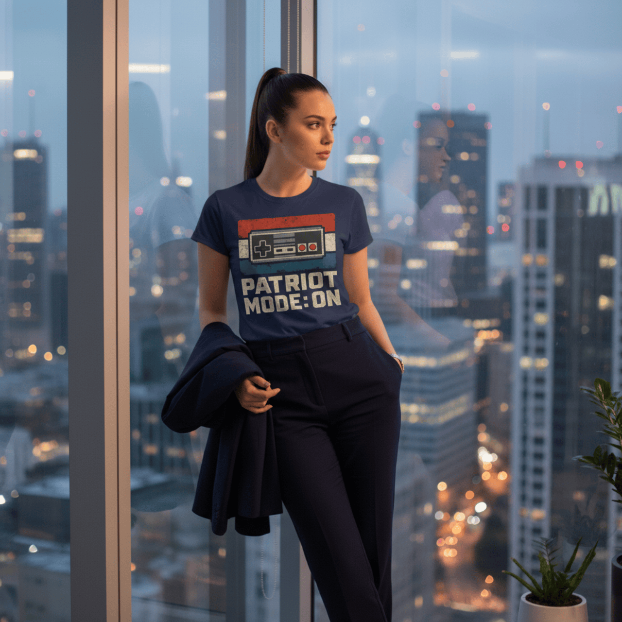 Patriot Mode On | Retro Game Controller (Vintage Gamer Style) | Graphic Tee