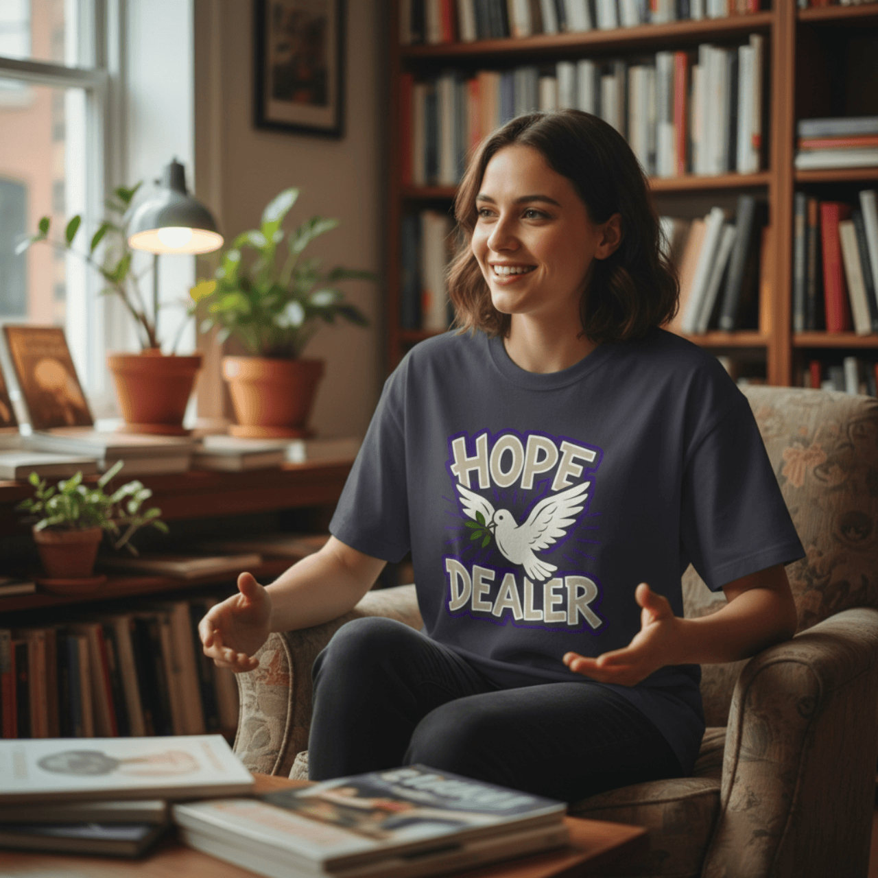 Hope Dealer | Witty Christian Dove T Shirt | Oversized Boxy Tee