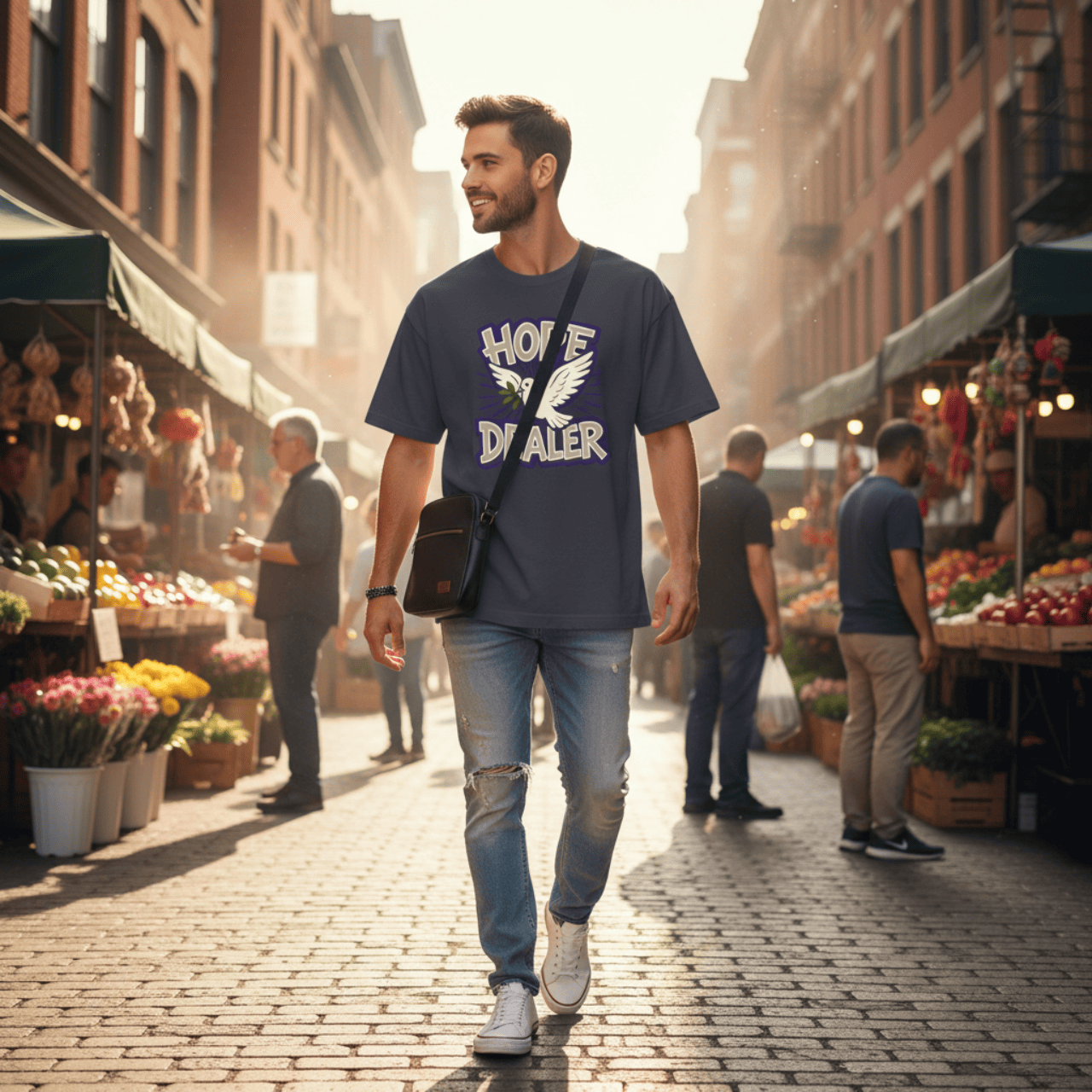 Hope Dealer | Witty Christian Dove T Shirt | Oversized Boxy Tee