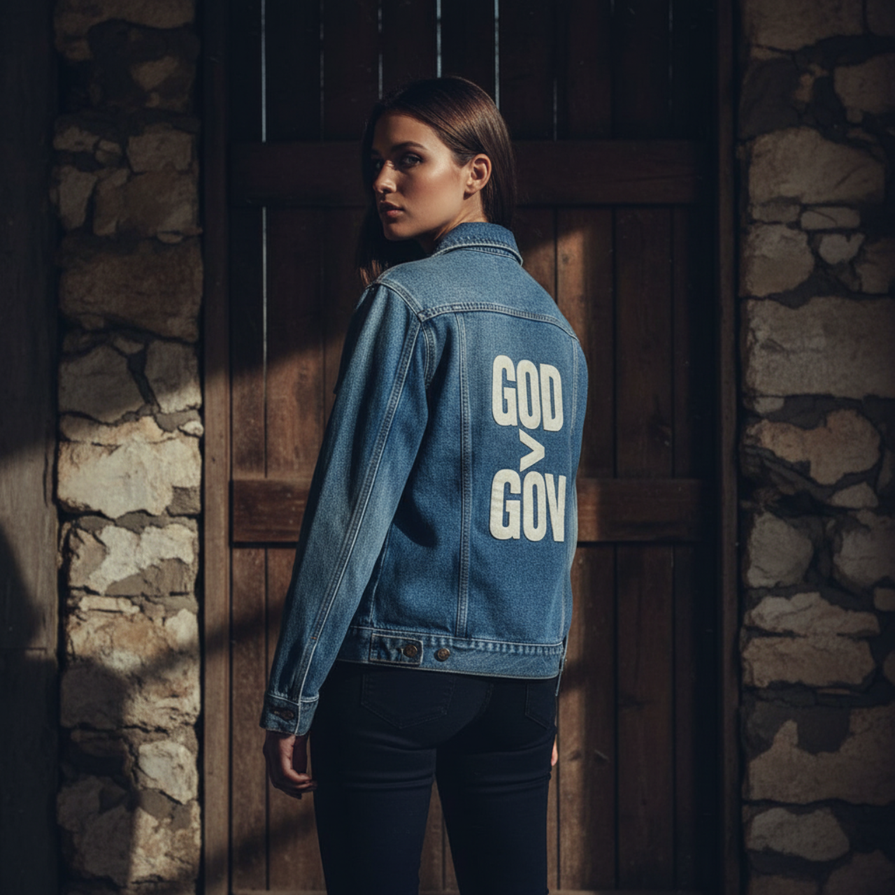 God > Gov | God Greater Than Government | Rear Print Denim Jacket