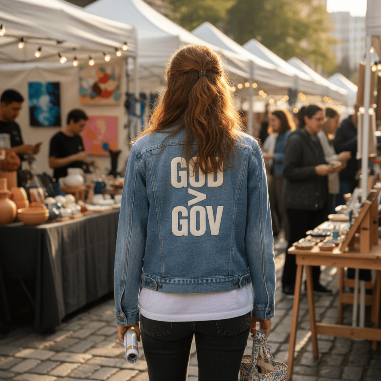 God > Gov | God Greater Than Government | Rear Print Denim Jacket
