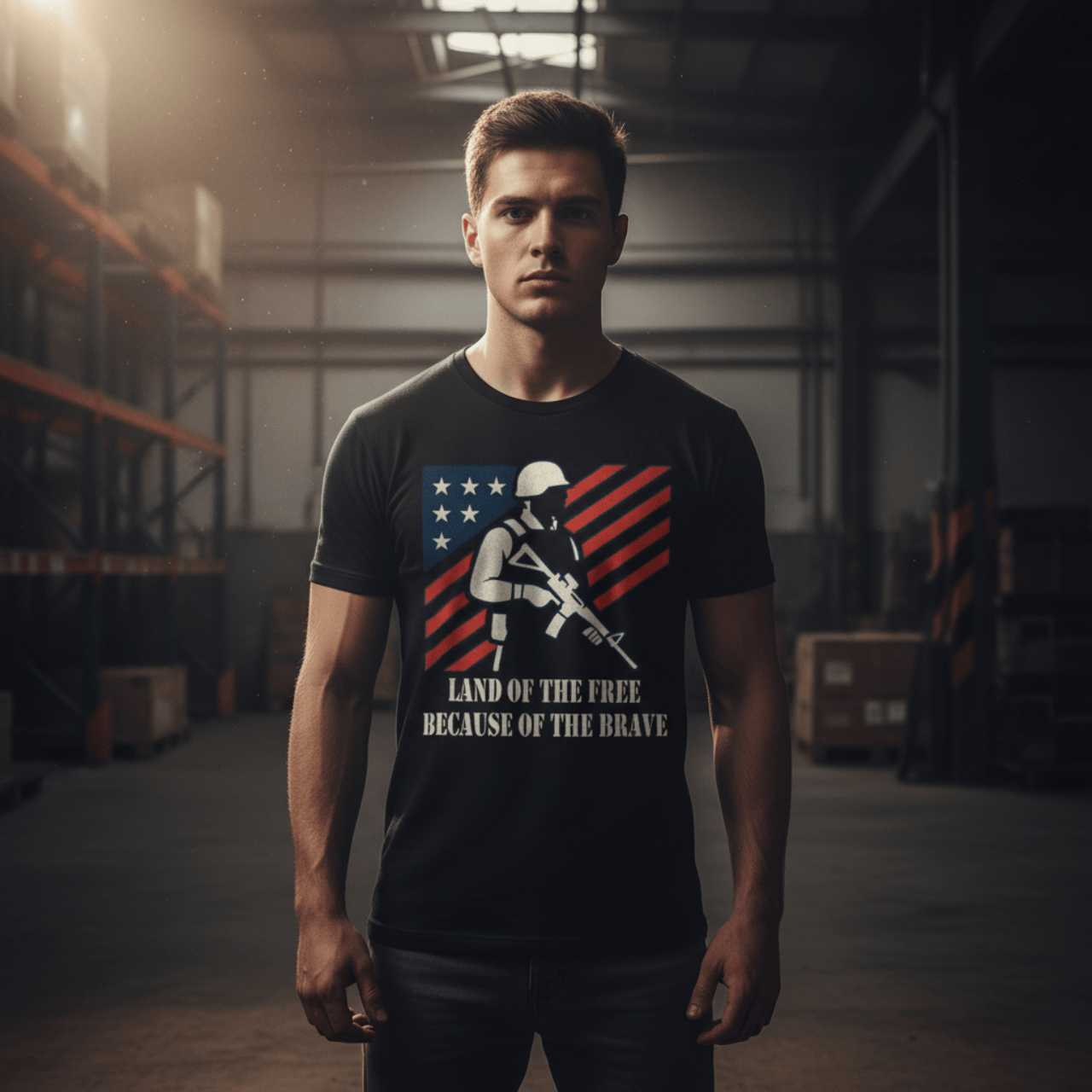Land of the Free Because of the Brave | American Valor Edition | Graphic Tee