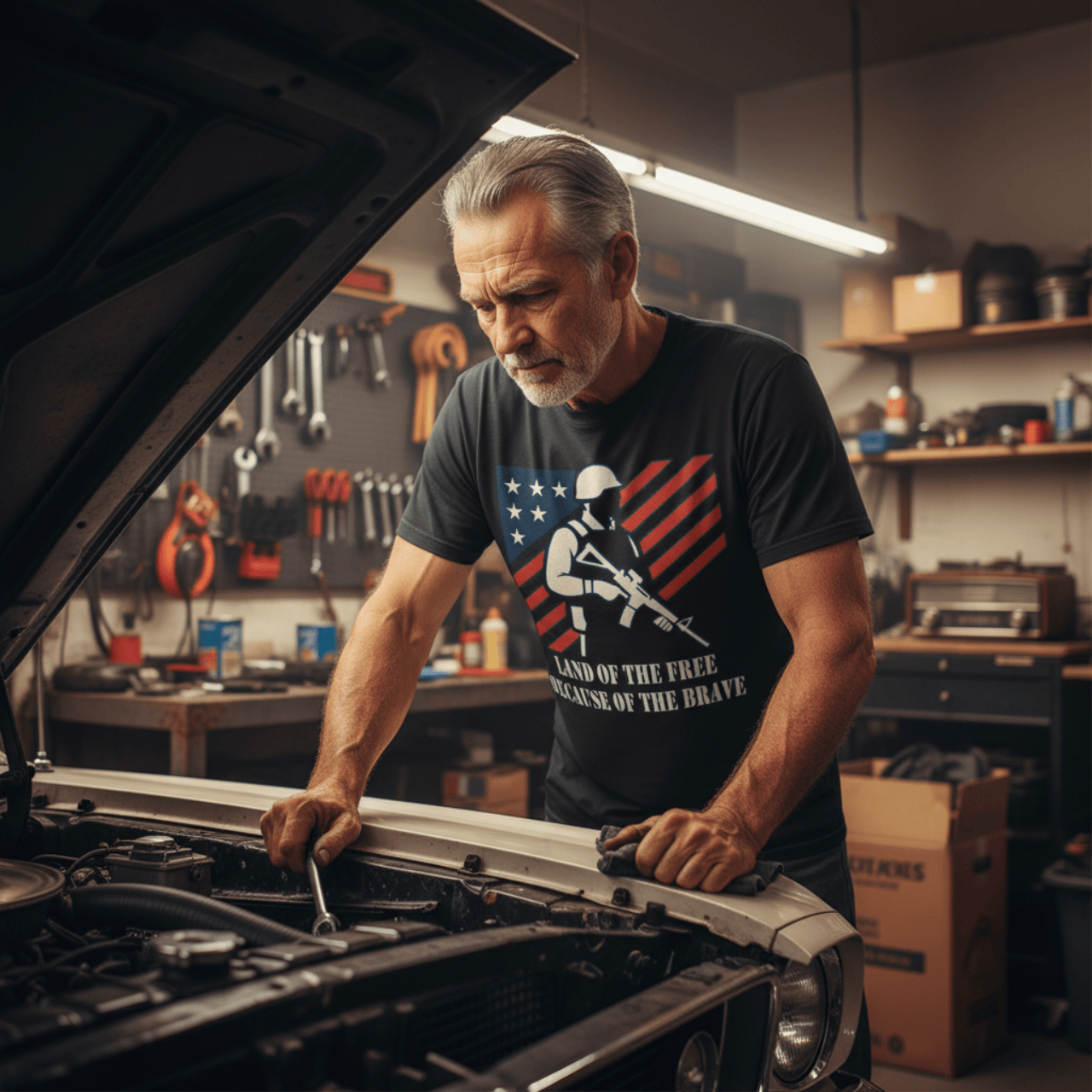 Land of the Free Because of the Brave | American Valor Edition | Graphic Tee