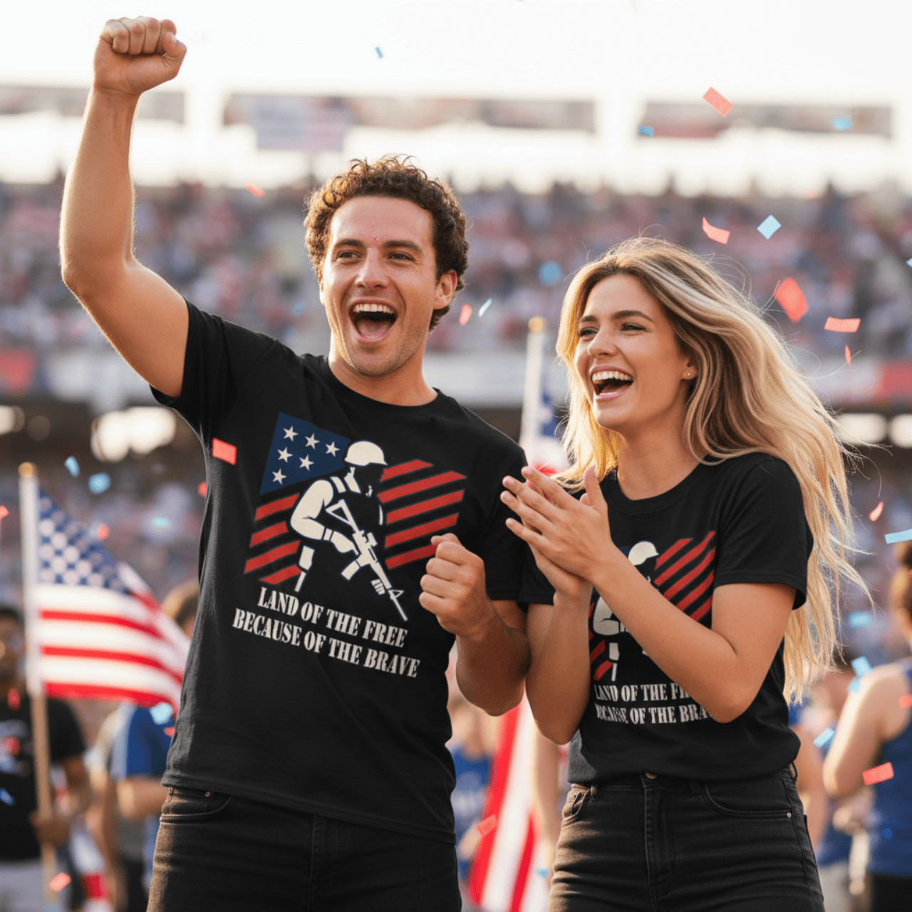 Land of the Free Because of the Brave | American Valor Edition | Graphic Tee