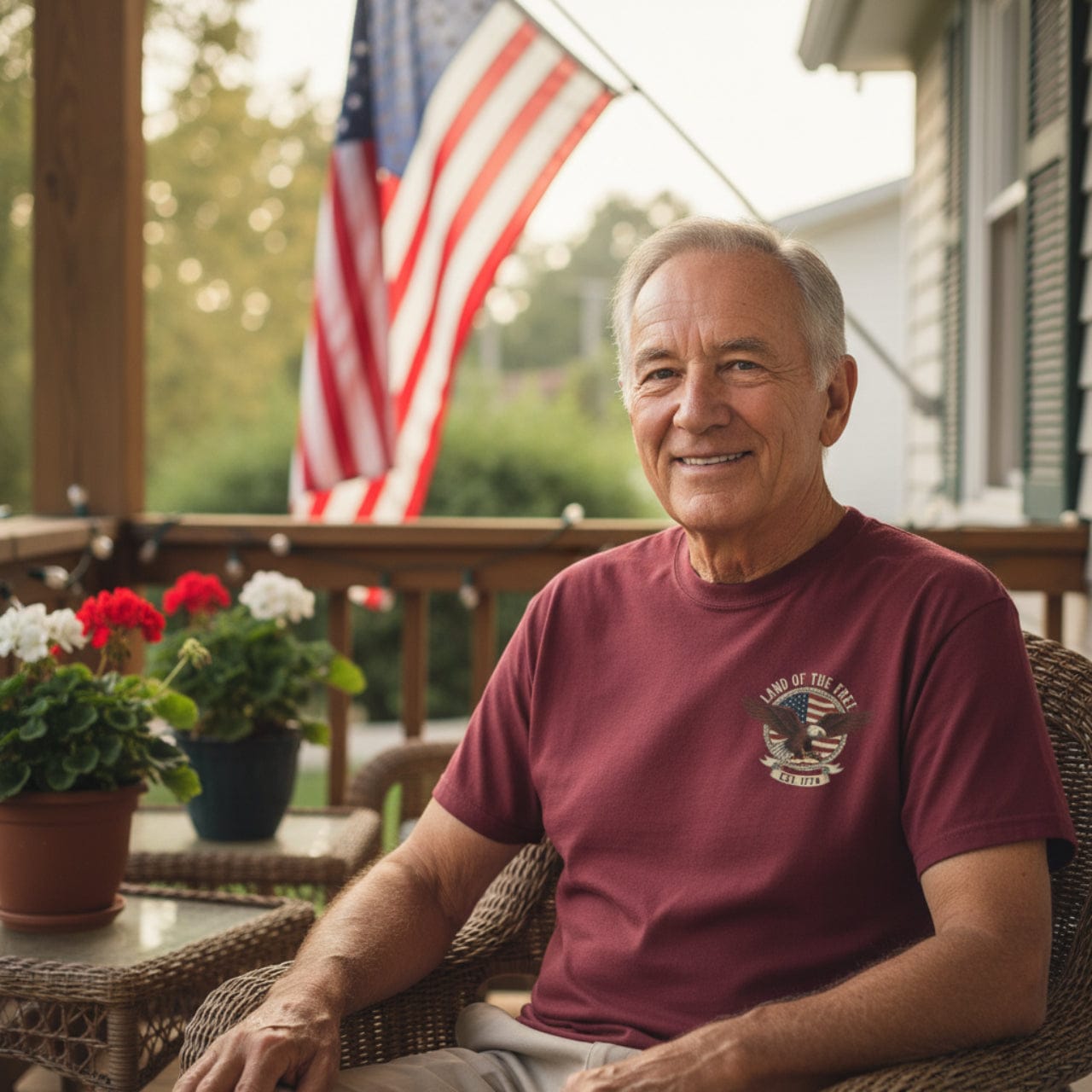 1776 Land of the Free | Retro Eagle Emblem | Double Print Classic Tee