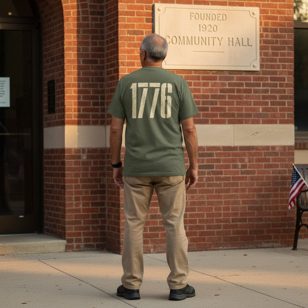 1776 Land of the Free | Retro Eagle Emblem | Double Print Classic Tee