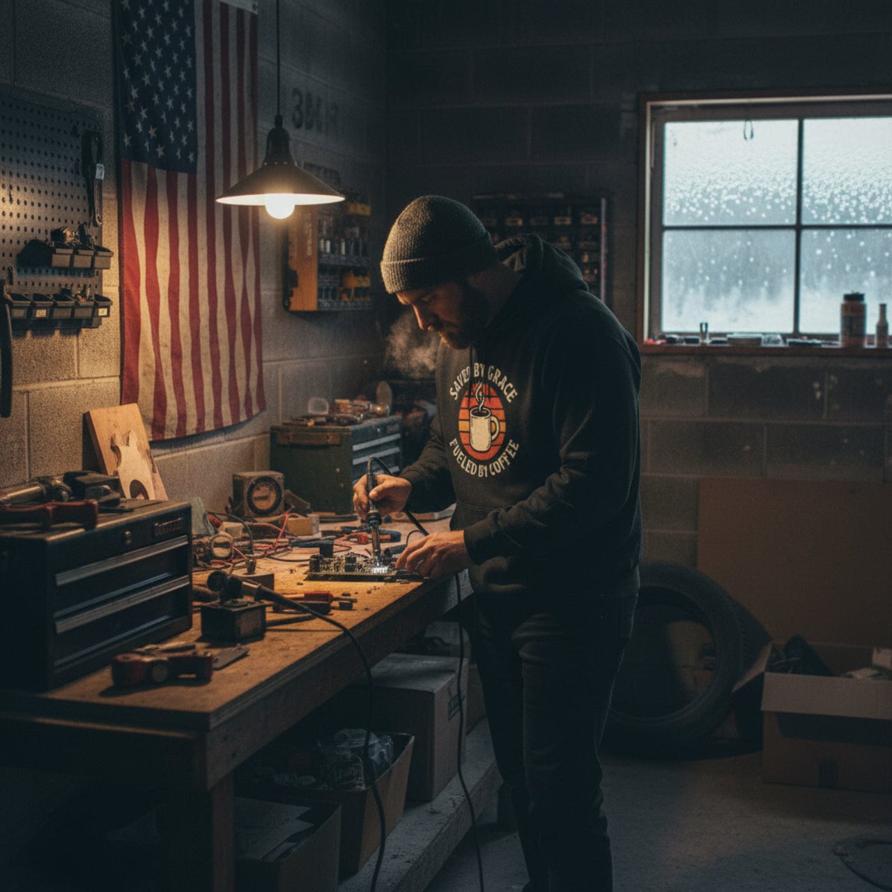 Saved by Grace Fueled by Coffee | Retro Inspired Mug Christian Pullover | Hoodie