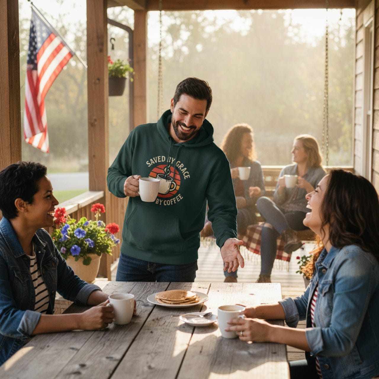 Saved by Grace Fueled by Coffee | Retro Inspired Mug Christian Pullover | Hoodie