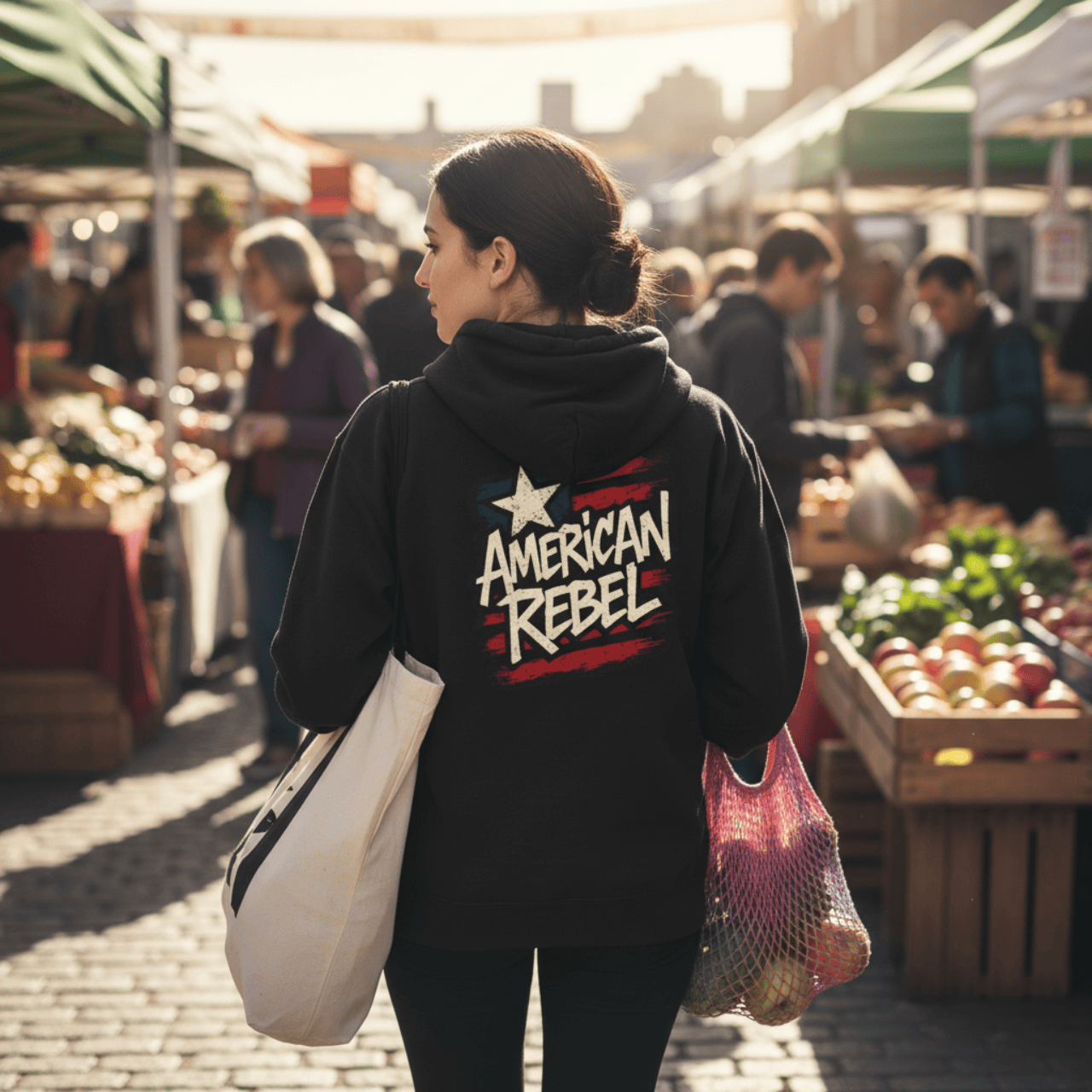 Hoodie American Rebel | Double Printed Graphic Zip-Up | Hoodie