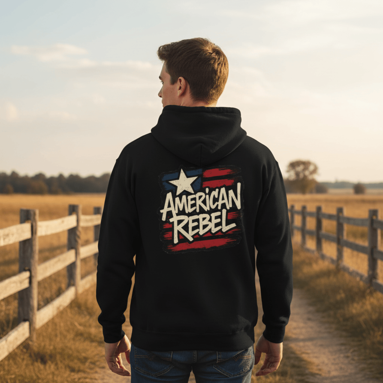 Hoodie American Rebel | Double Printed Graphic Zip-Up | Hoodie