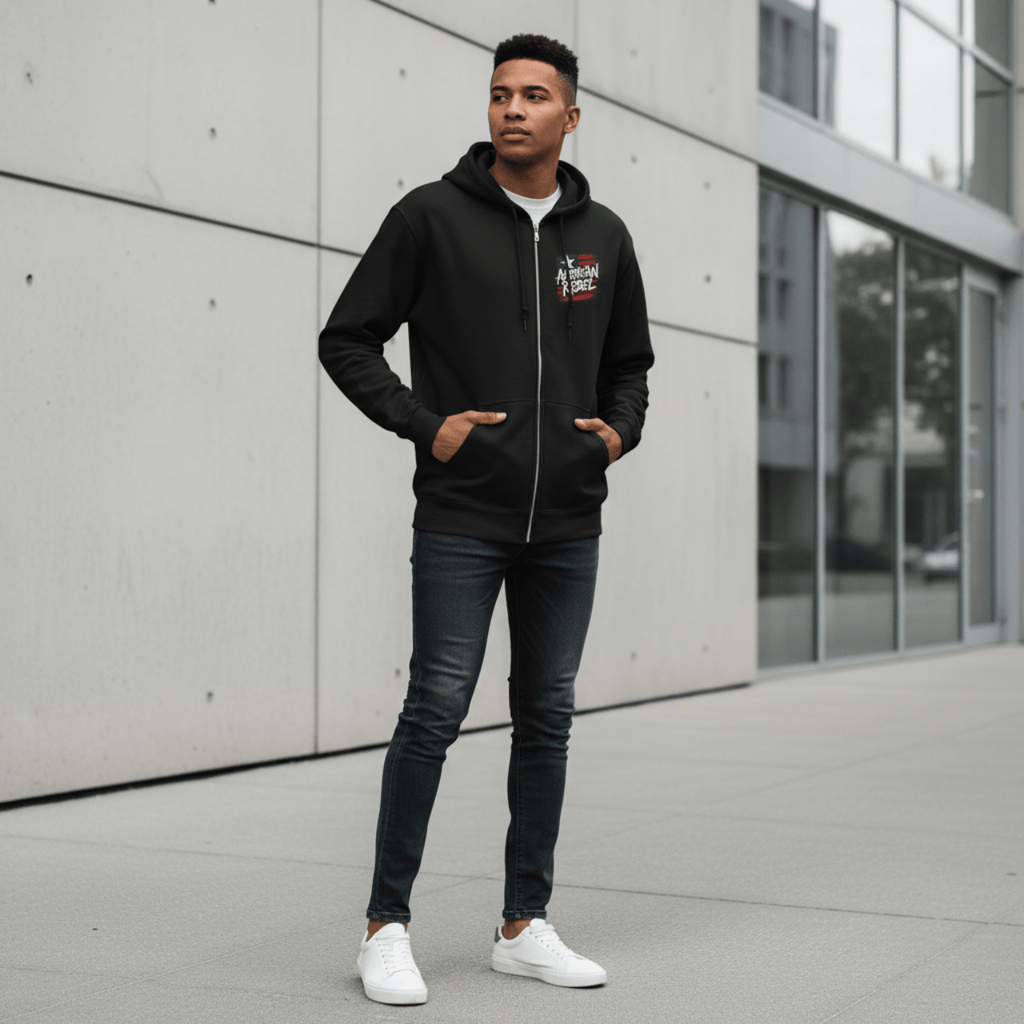 Hoodie American Rebel | Double Printed Graphic Zip-Up | Hoodie