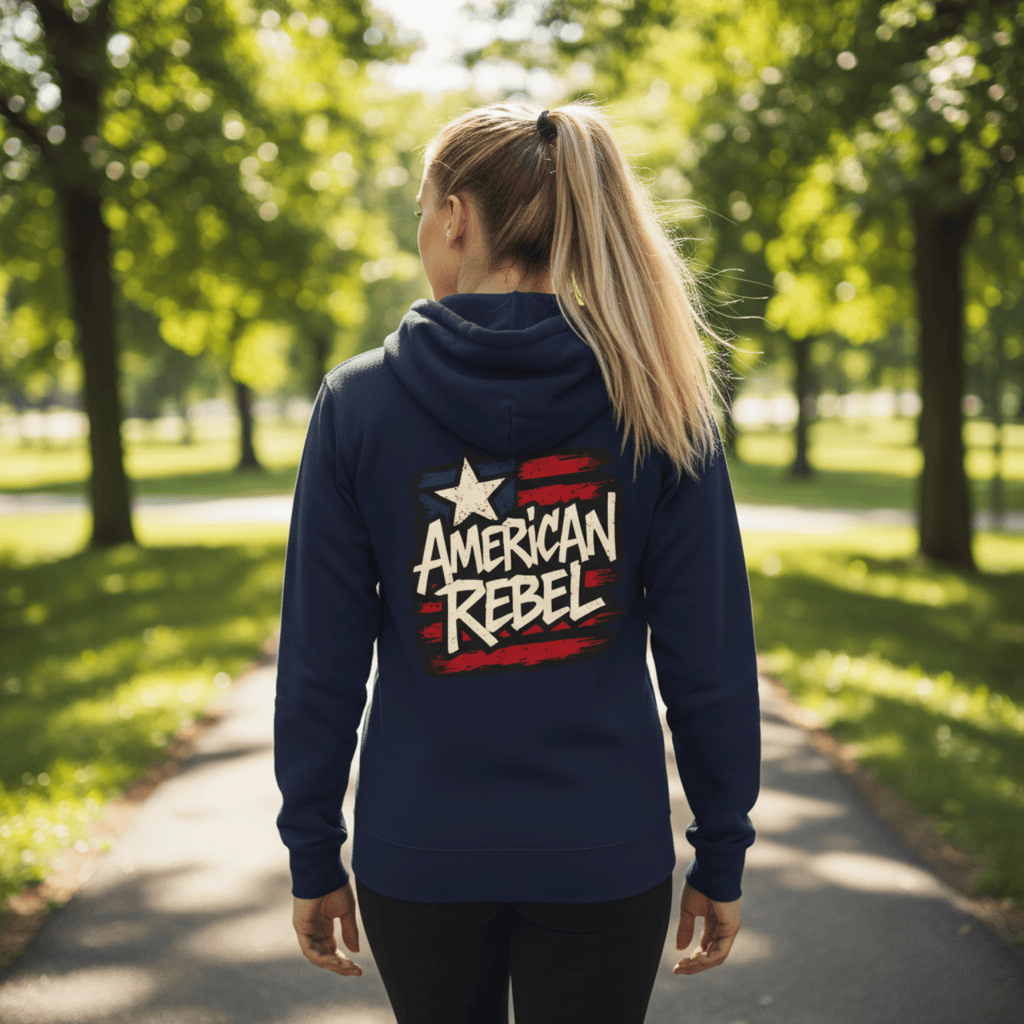 Hoodie American Rebel | Double Printed Graphic Zip-Up | Hoodie