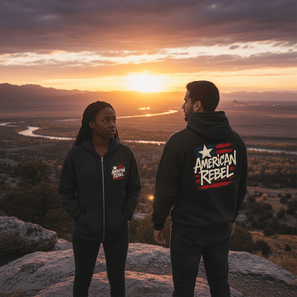 Hoodie American Rebel | Double Printed Graphic Zip-Up | Hoodie