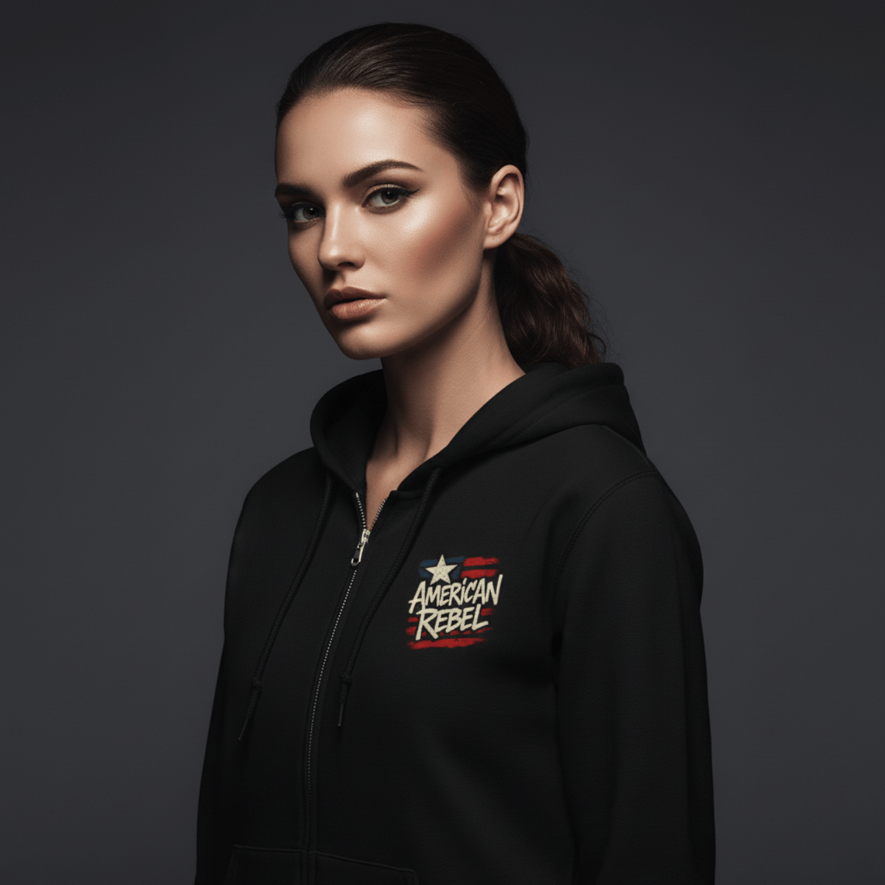 Hoodie Black / S American Rebel | Double Printed Graphic Zip-Up | Hoodie