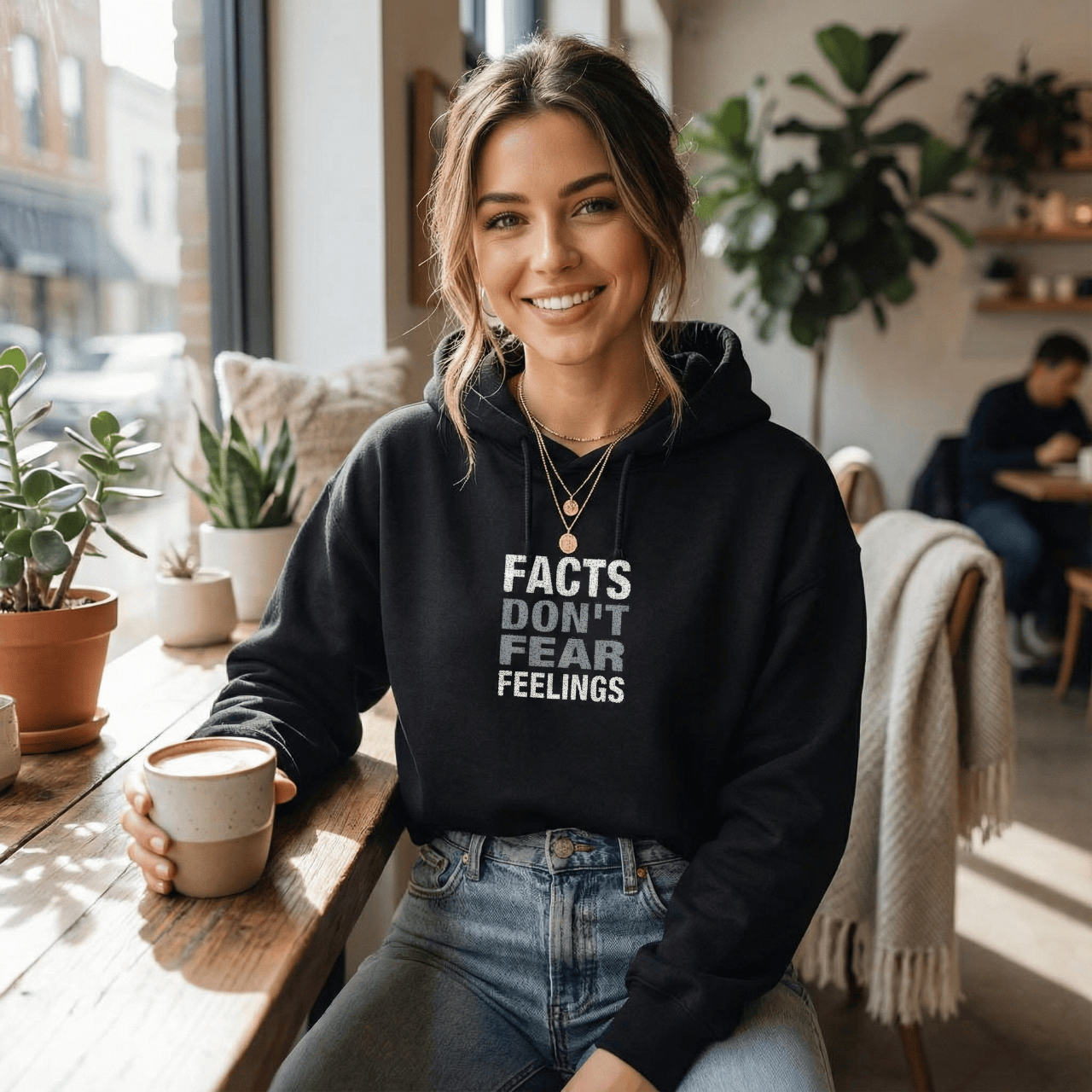 Hoodie Black / S Facts Don't Fear Feelings | Embroidered Sweatshirt | Hoodie