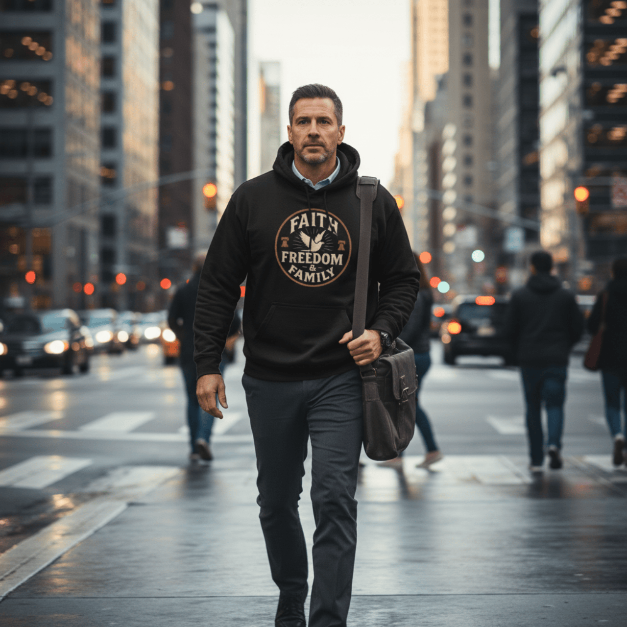 Hoodie Black / XS Faith Freedom & Family | Patriotic Dove Midweight Pullover | Hoodie