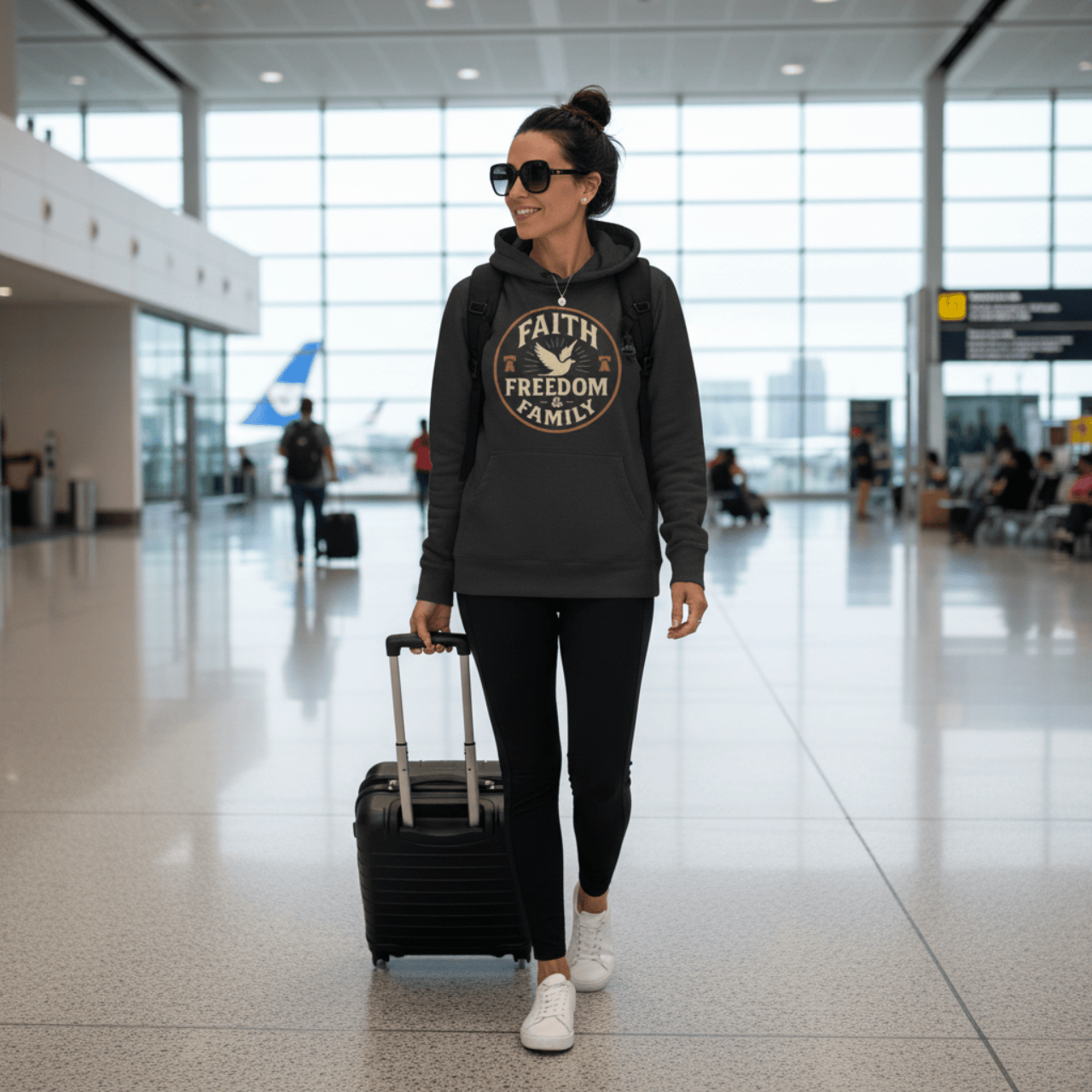 Hoodie Charcoal Heather / XS Faith Freedom & Family | Patriotic Dove Midweight Pullover | Hoodie