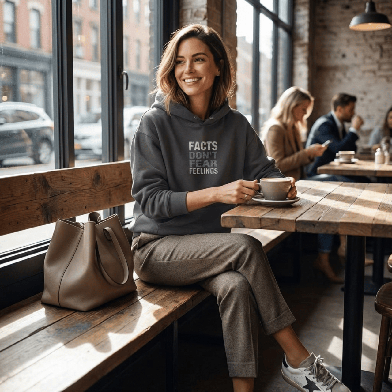 Hoodie Charcoal / S Facts Don't Fear Feelings | Embroidered Sweatshirt | Hoodie