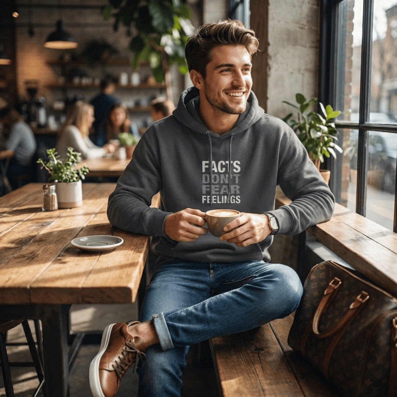 Hoodie Facts Don't Fear Feelings | Embroidered Sweatshirt | Hoodie