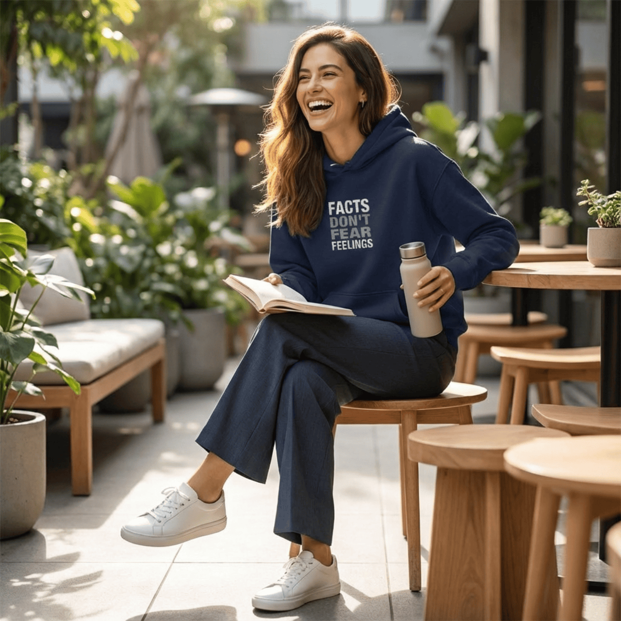 Hoodie Facts Don't Fear Feelings | Embroidered Sweatshirt | Hoodie