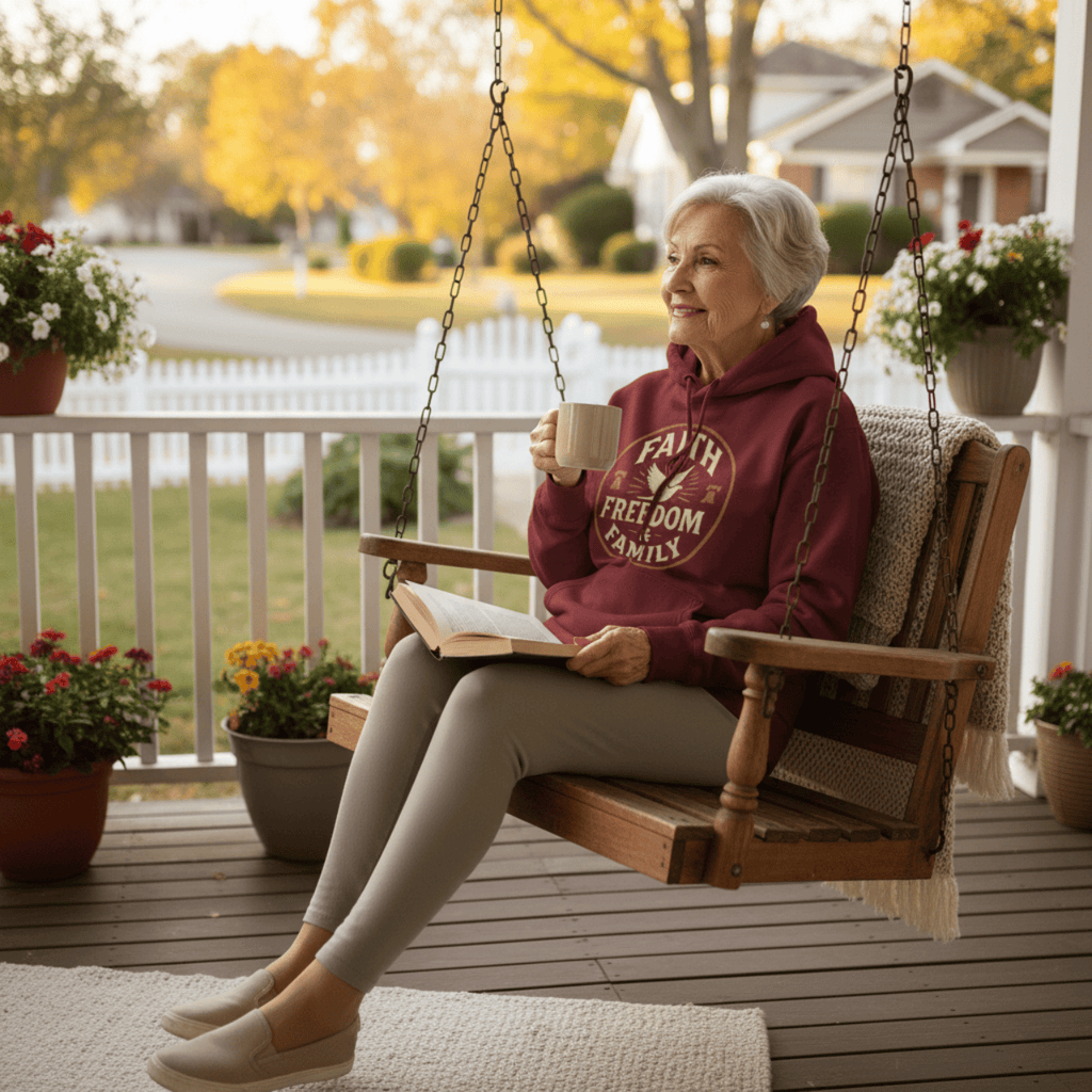 Hoodie Faith Freedom & Family | Patriotic Dove Midweight Pullover | Hoodie