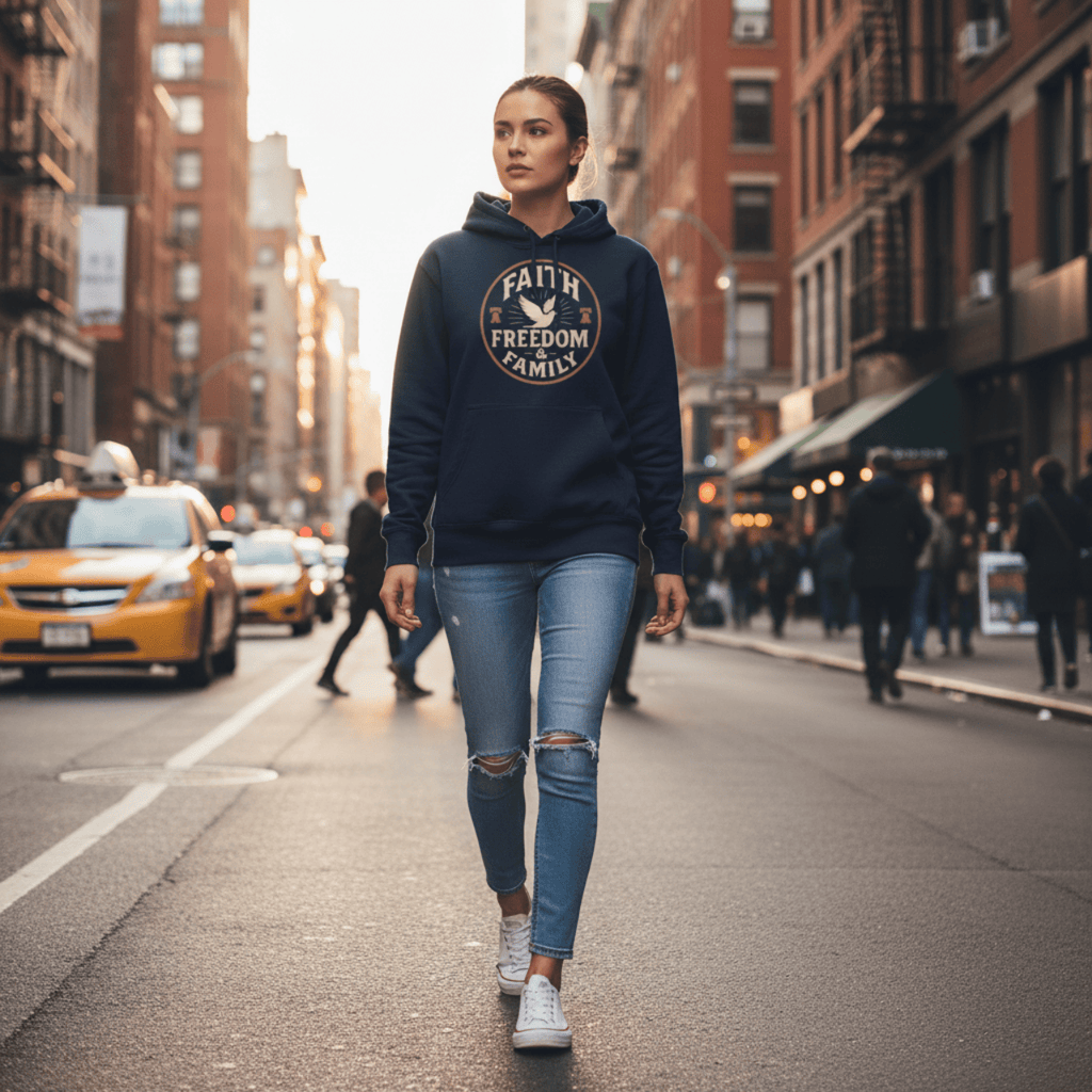 Hoodie Faith Freedom & Family | Patriotic Dove Midweight Pullover | Hoodie