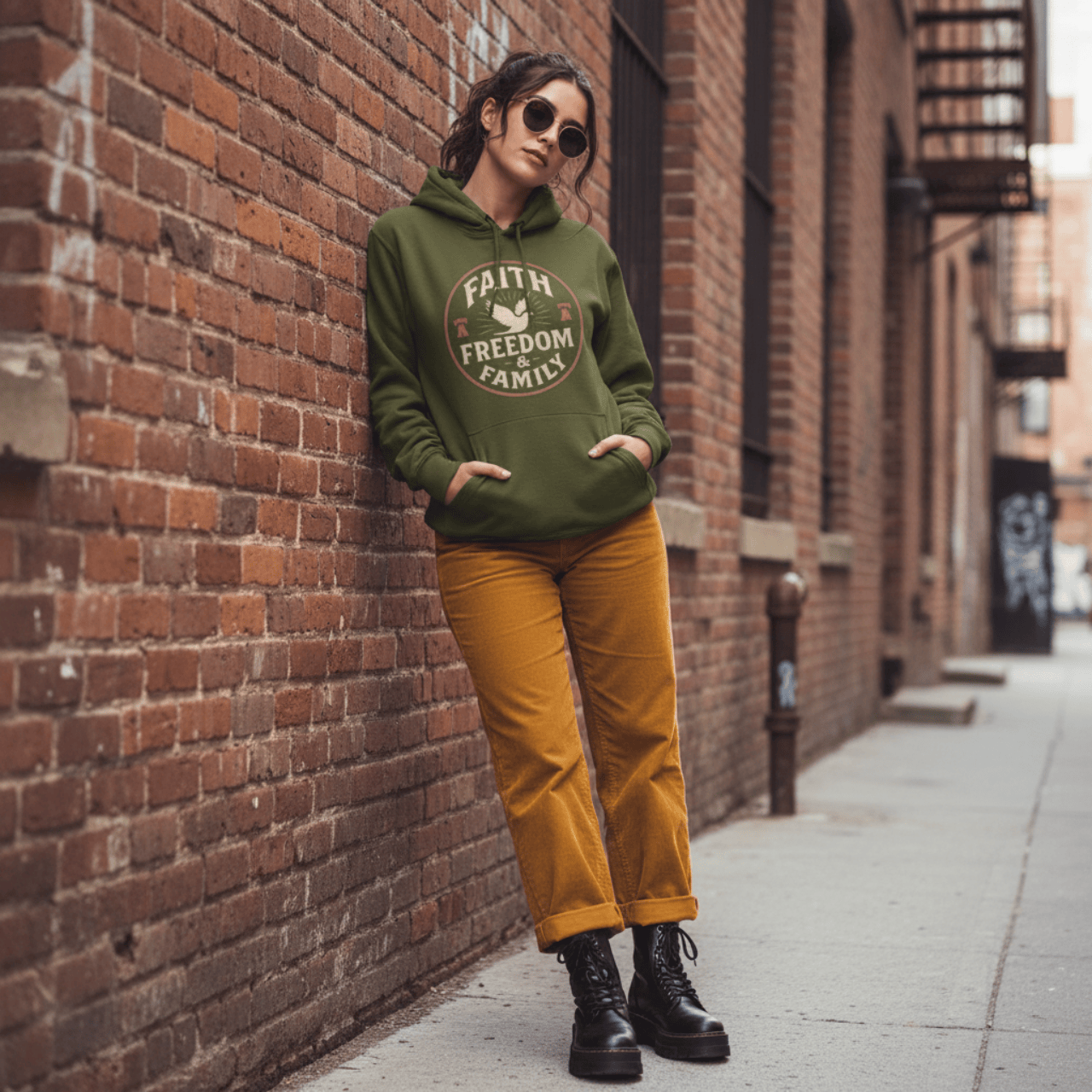 Hoodie Faith Freedom & Family | Patriotic Dove Midweight Pullover | Hoodie