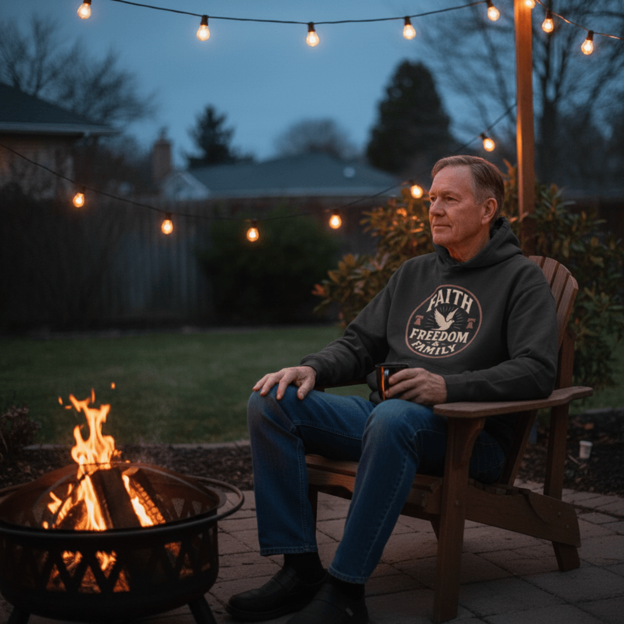 Hoodie Faith Freedom & Family | Patriotic Dove Midweight Pullover | Hoodie