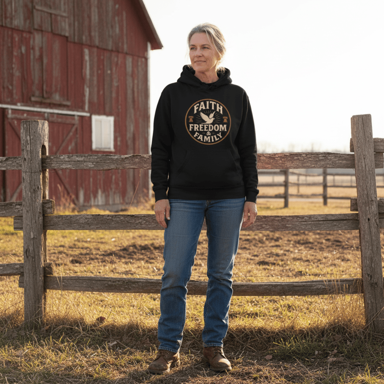 Hoodie Faith Freedom & Family | Patriotic Dove Midweight Pullover | Hoodie