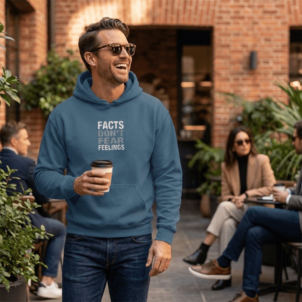 Hoodie Indigo Blue / S Facts Don't Fear Feelings | Embroidered Sweatshirt | Hoodie