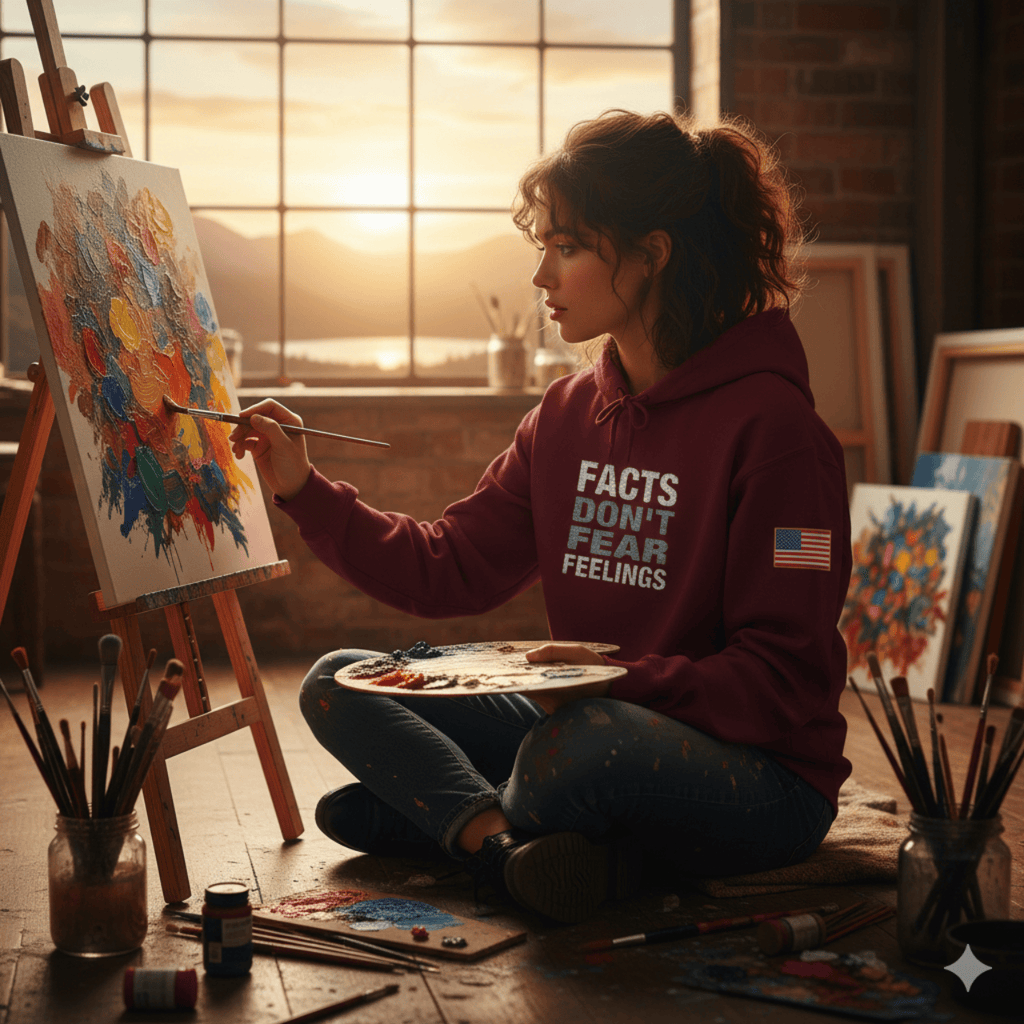 Hoodie Maroon / S Facts Don't Fear Feelings | Embroidered Sweatshirt | Hoodie