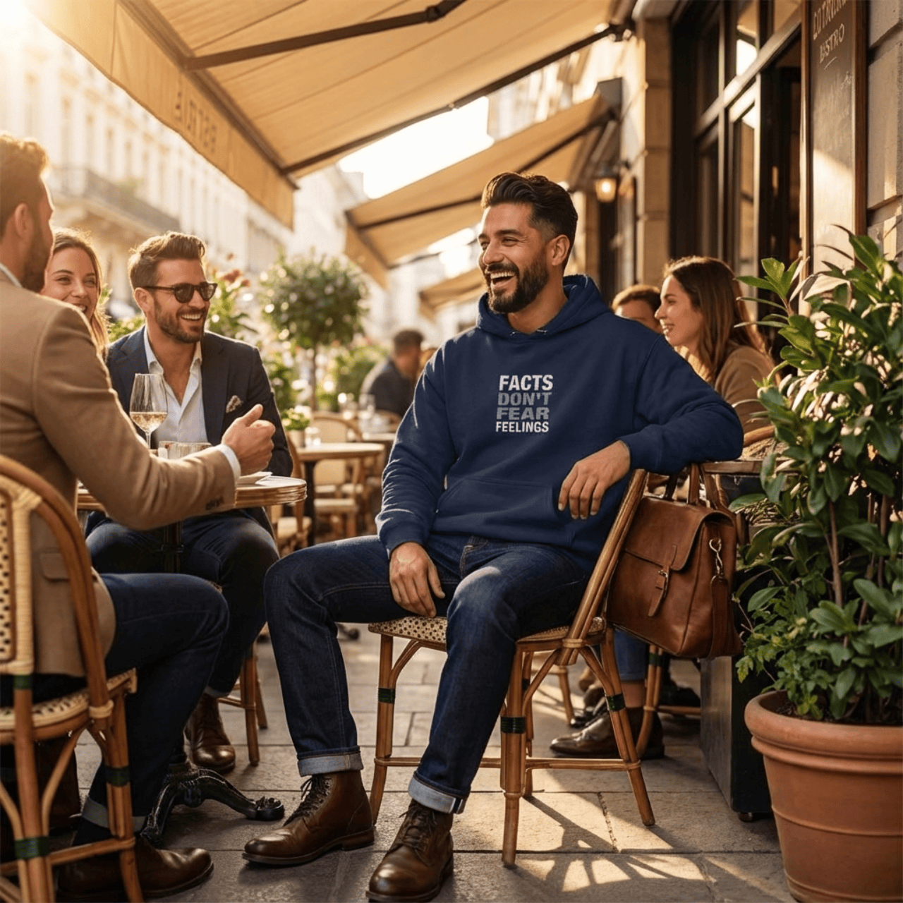 Hoodie Navy / S Facts Don't Fear Feelings | Embroidered Sweatshirt | Hoodie