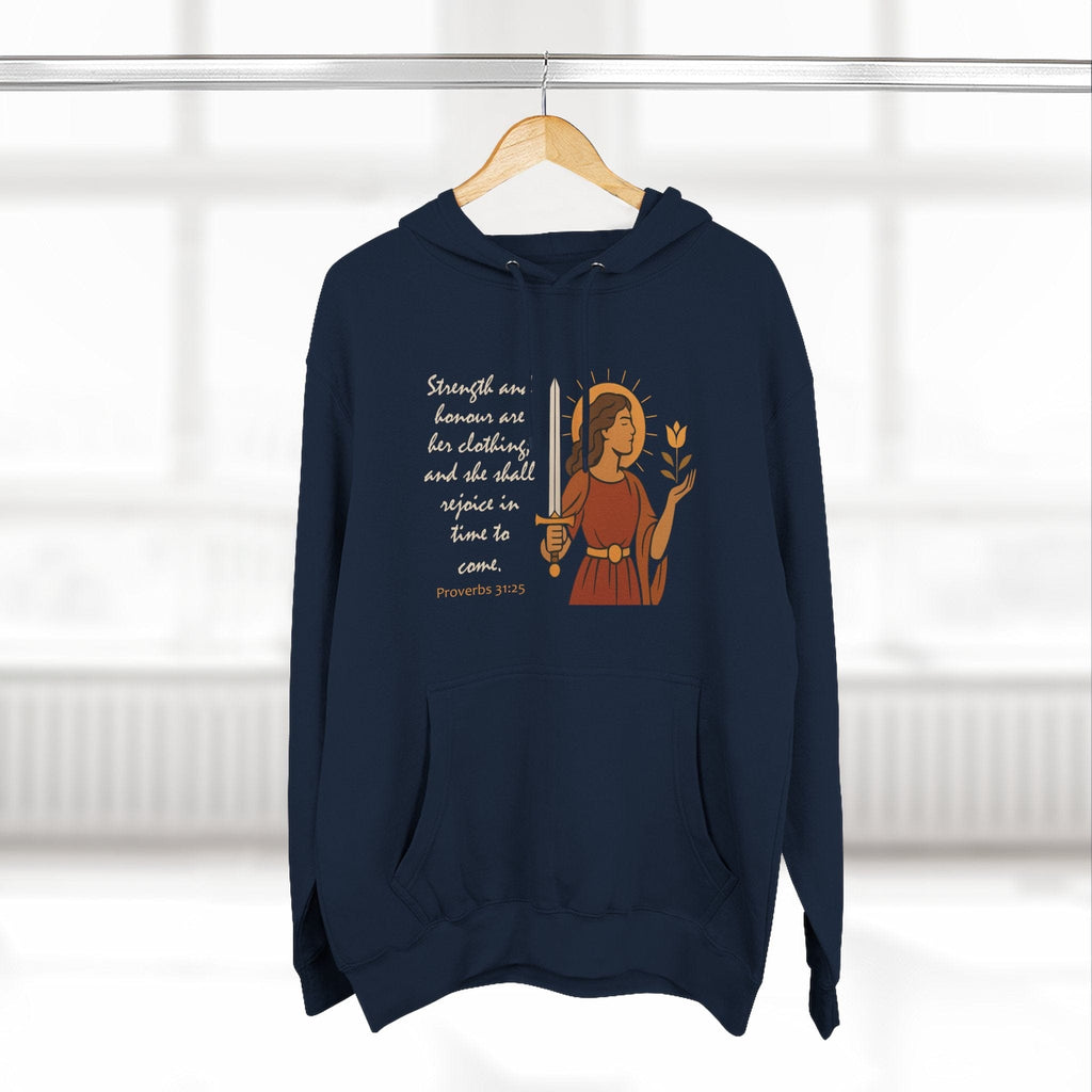 Hoodie Proverbs 31:25 | Strength and Honor Christian Hoodie | Inspirational Women’s Pullover
