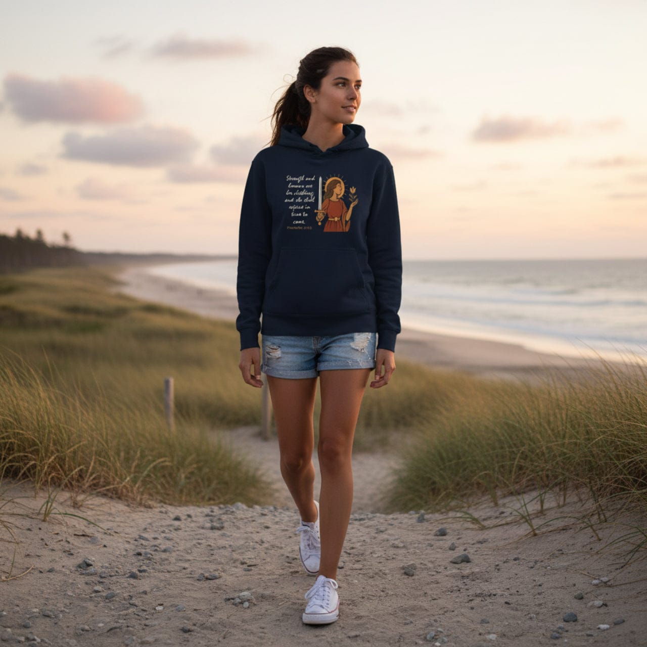 Hoodie Proverbs 31:25 | Strength and Honor Christian Hoodie | Inspirational Women’s Pullover