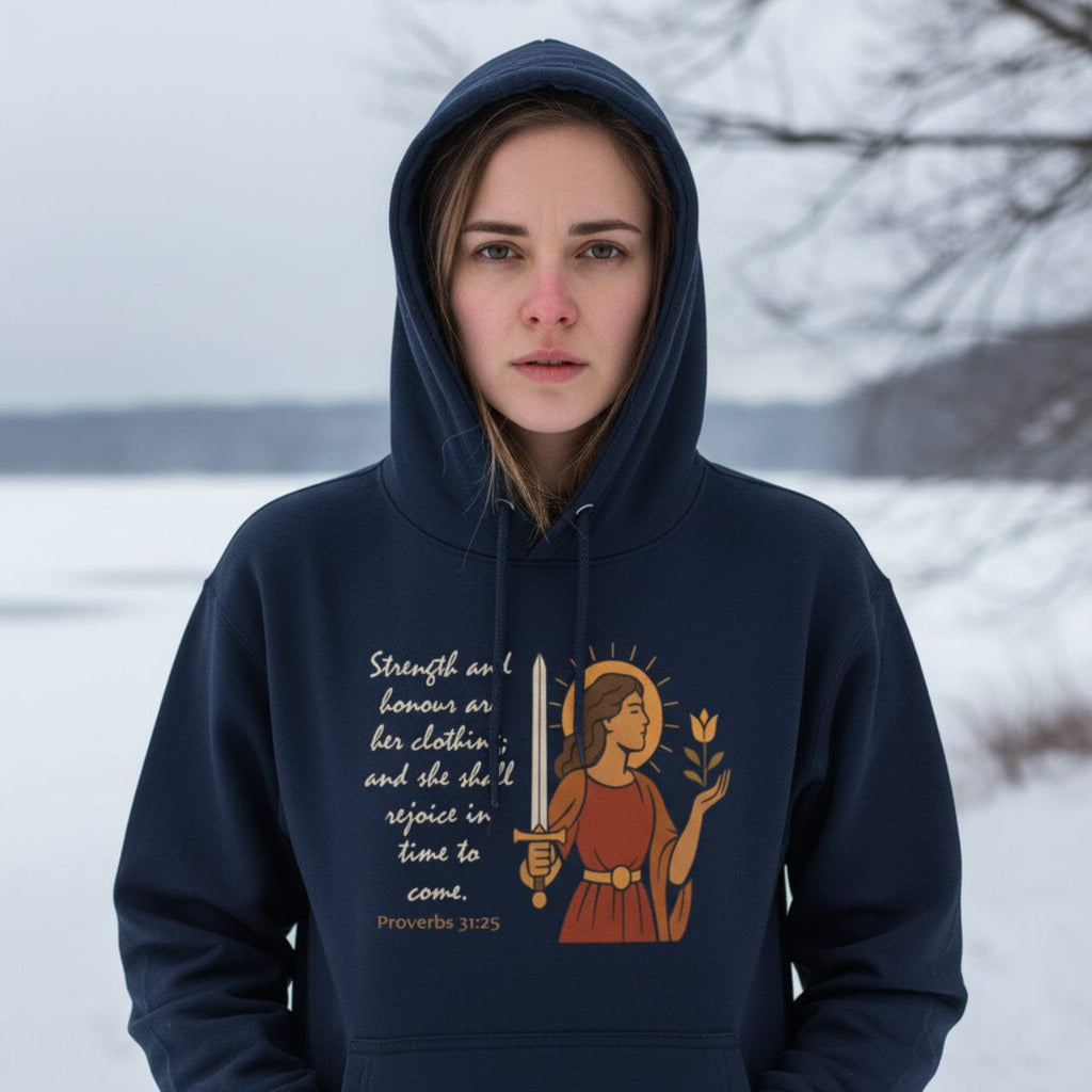 Hoodie Proverbs 31:25 | Strength and Honor Christian Hoodie | Inspirational Women’s Pullover