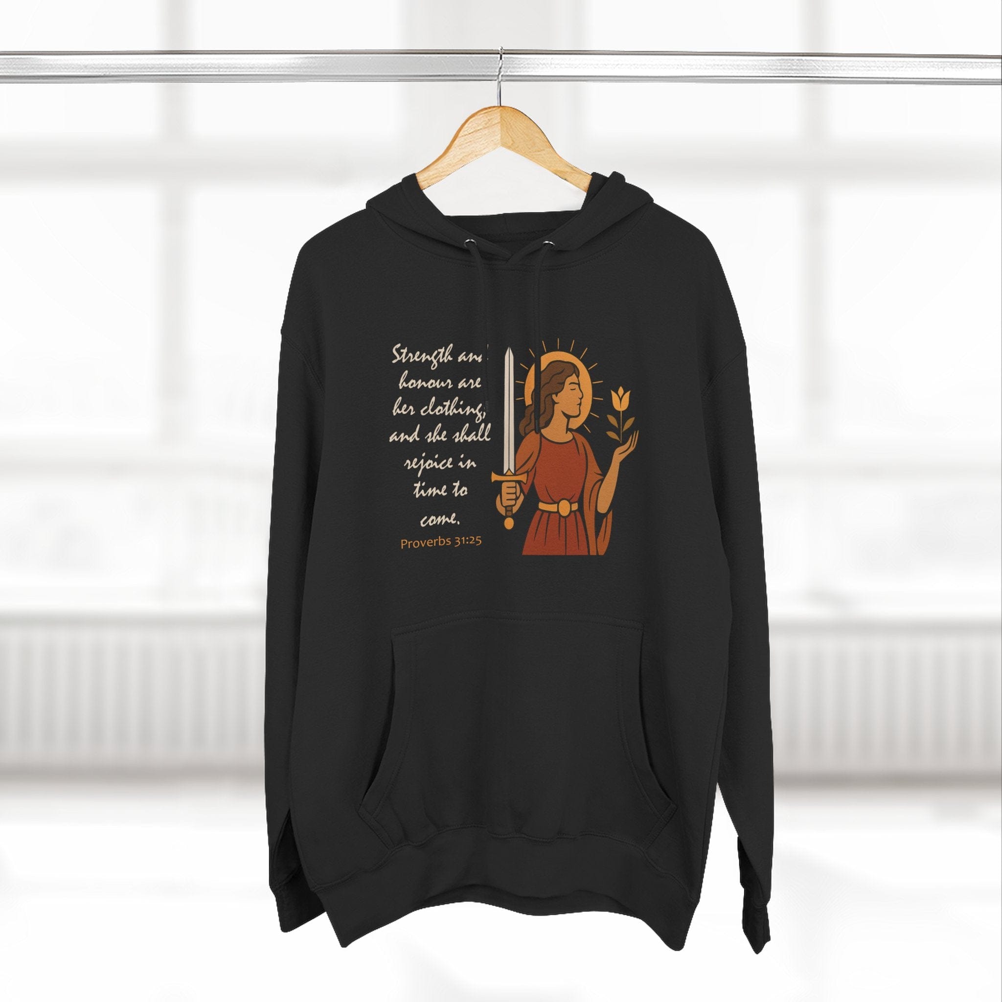 Hoodie Proverbs 31:25 | Strength and Honor Christian Hoodie | Inspirational Women’s Pullover