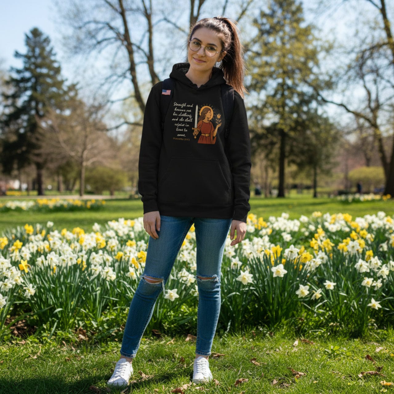 Hoodie Proverbs 31:25 | Strength and Honor Christian Hoodie | Inspirational Women’s Pullover