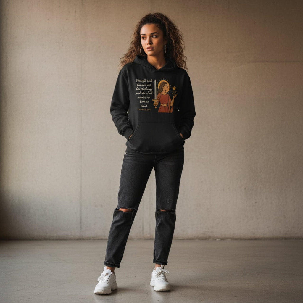 Hoodie Proverbs 31:25 | Strength and Honor Christian Hoodie | Inspirational Women’s Pullover