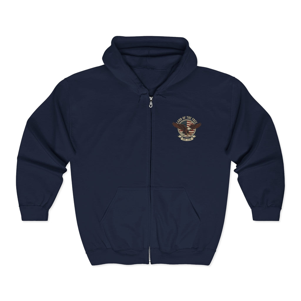 Hoodie S / Navy 1776 Zip Hoodie with Colonial Eagle — Patriotic American Revolution Sweatshirt