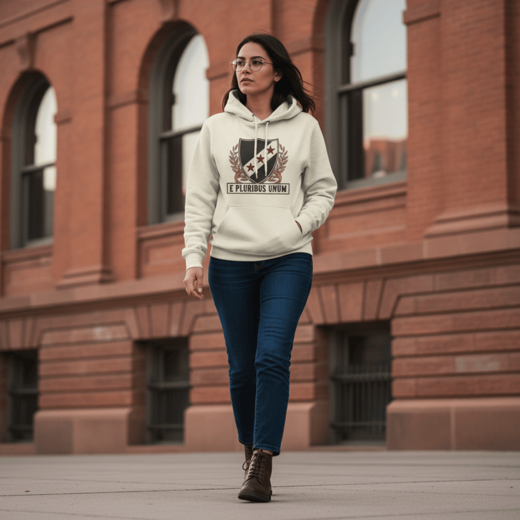 Hoodie S / Sandshell E Pluribus Unum Crest | Vintage Shield Midweight Pullover | Hoodie