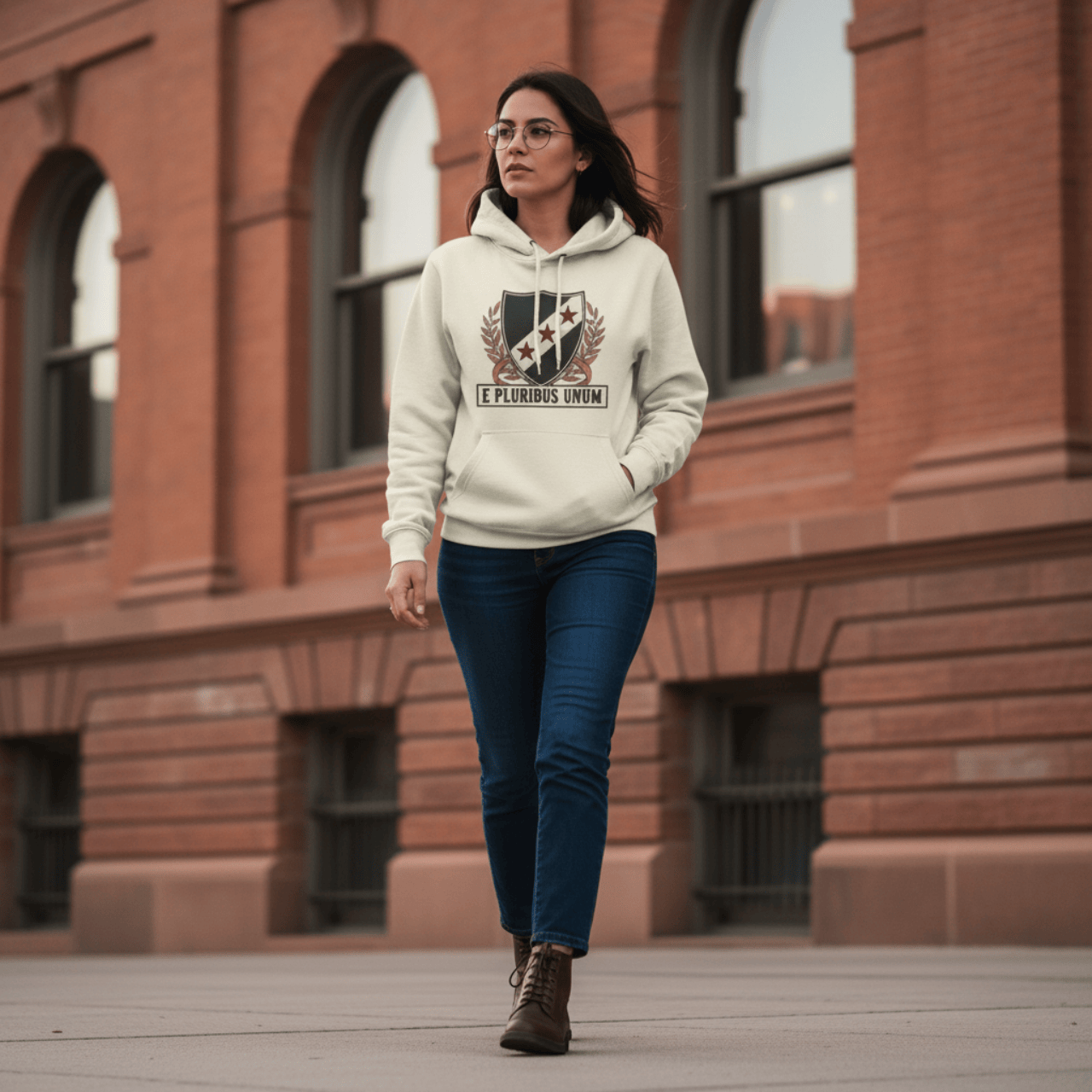 Hoodie S / Sandshell E Pluribus Unum Crest | Vintage Shield Midweight Pullover | Hoodie