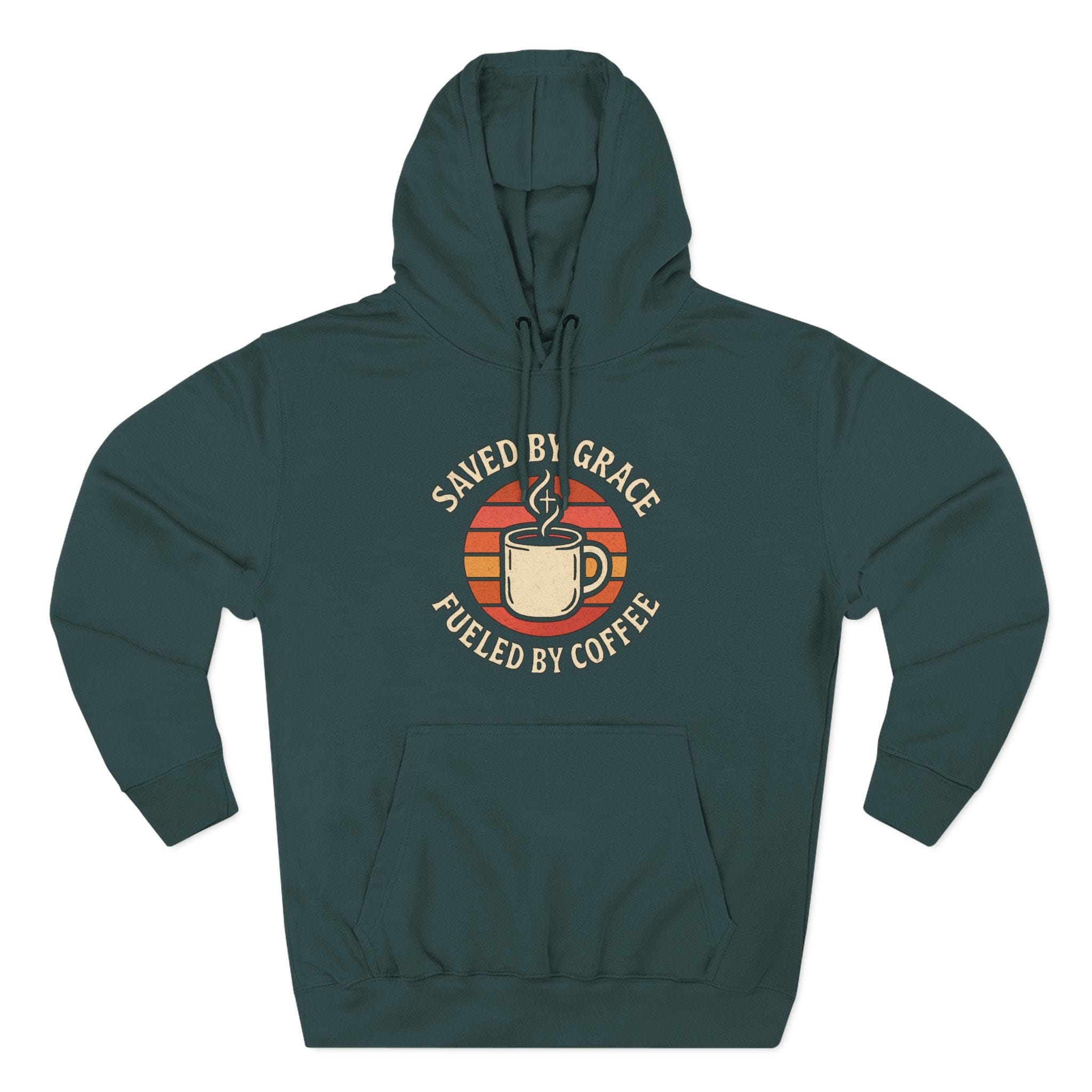 Hoodie Saved by Grace Fueled by Coffee | Retro Inspired Mug Christian Pullover | Hoodie