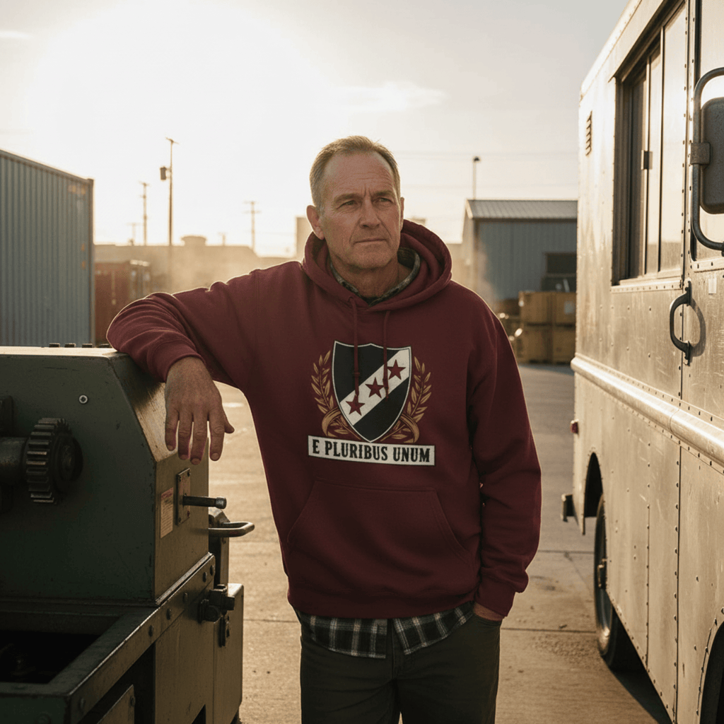 Hoodie XS / Burgundy E Pluribus Unum Crest | Vintage Shield Midweight Pullover | Hoodie