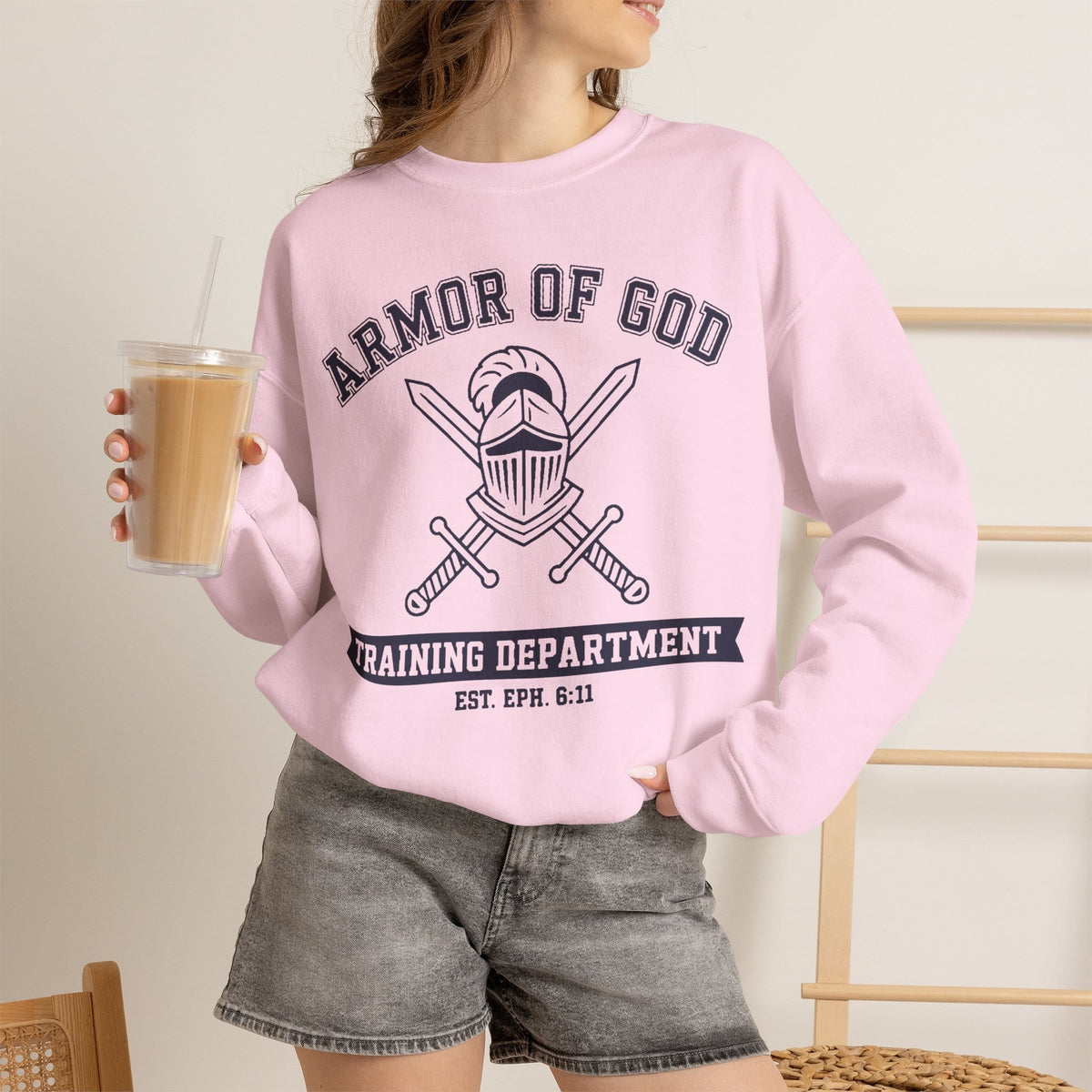 Sweatshirt Armor of God Training Department — Christian Crewneck Sweatshirt